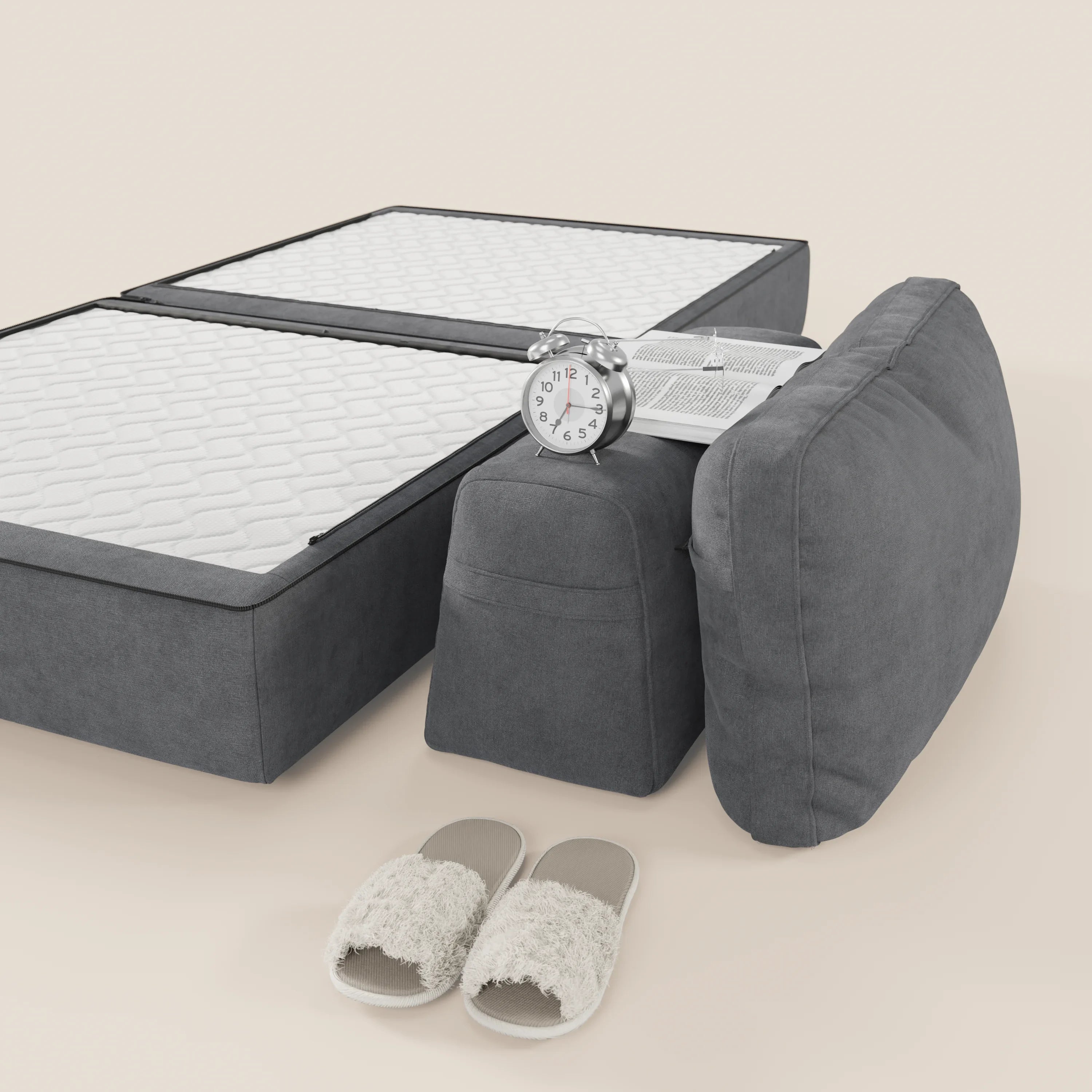 Rift poltrona letto con materasso alto 22 cm e memory foam - schienale mobile e tessuto smacchiabile T31 - divani.store