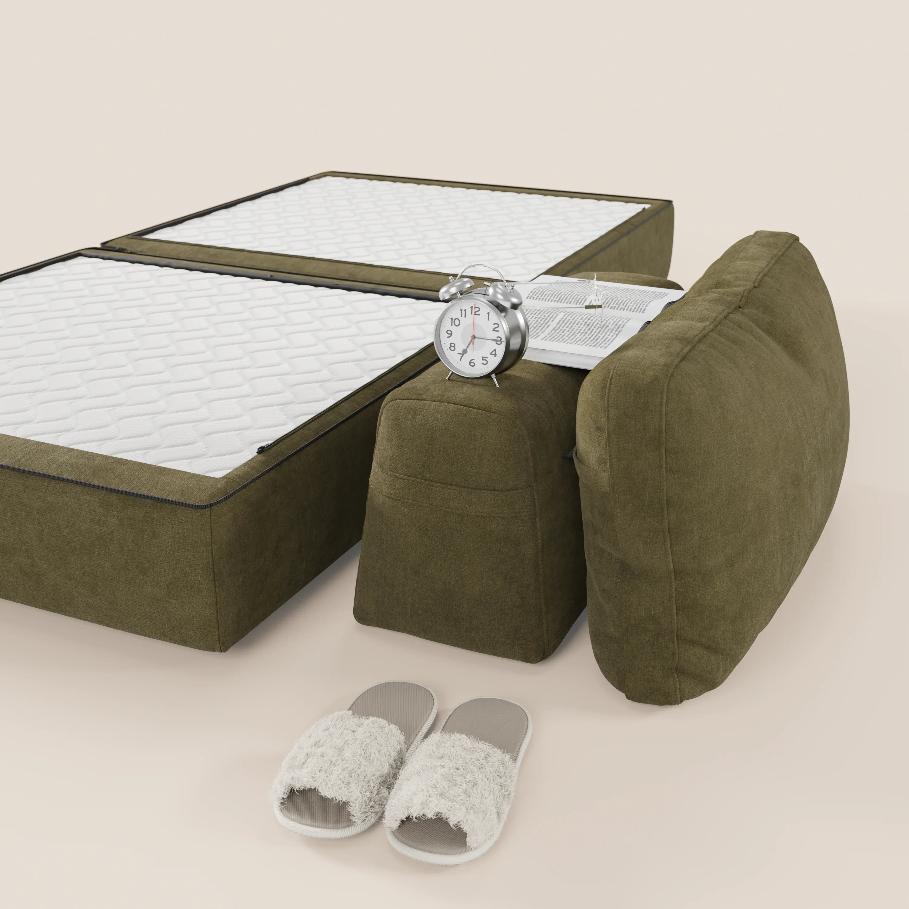 Rift poltrona letto con materasso alto 22 cm e memory foam - schienale mobile e tessuto smacchiabile T31 - divani.store