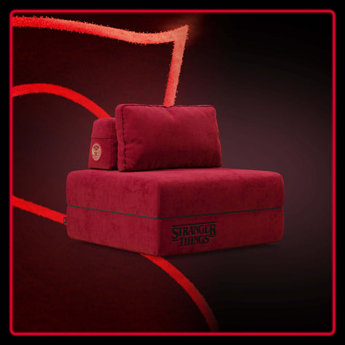 Rift poltrona letto STRANGER THINGS Edition con materasso alto 22 cm e memory foam - tessuto smacchiabile rosso - divani.store