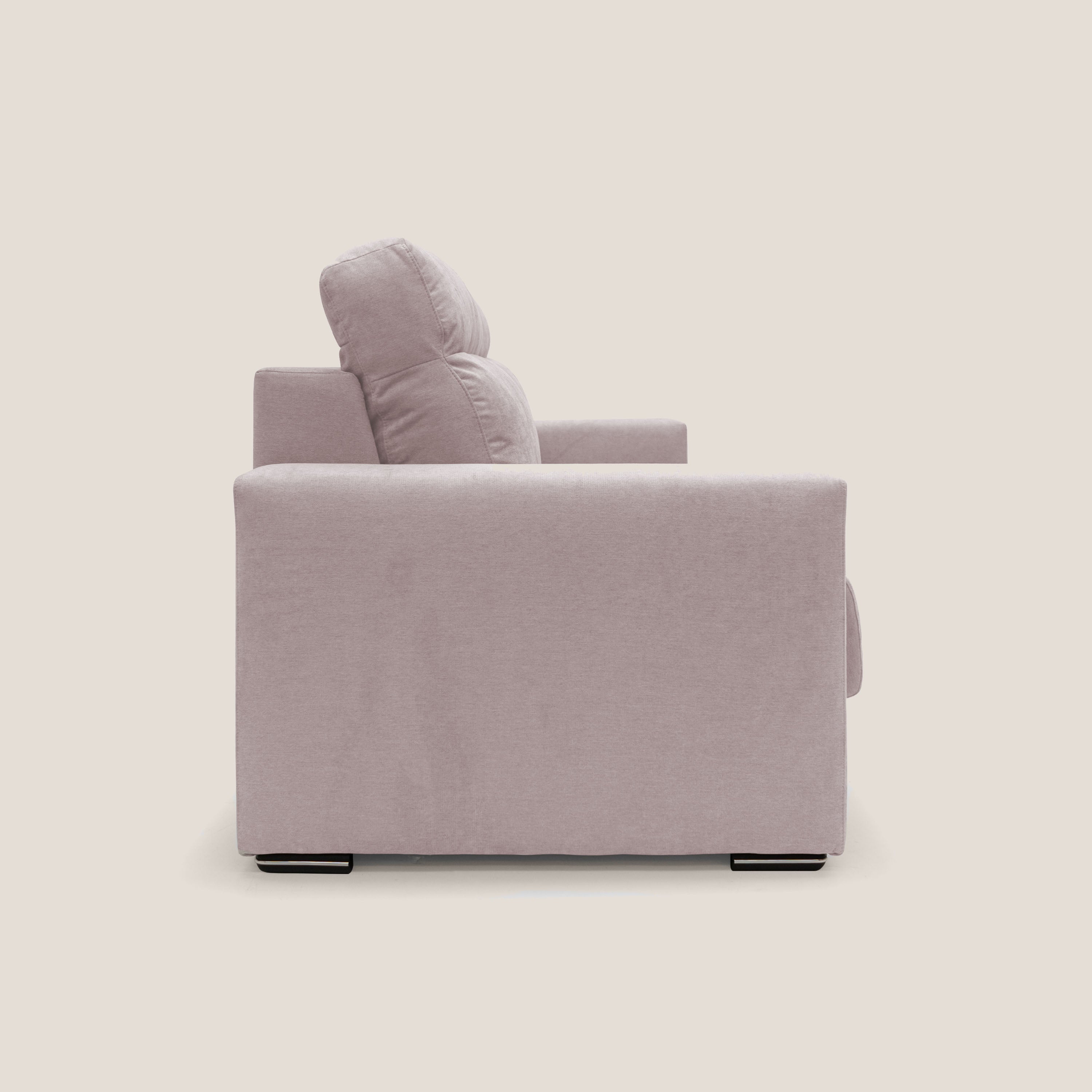 Nikita Divano letto matrimoniale con schienale morbido alto e rivestimento T02 rosa - divani.store