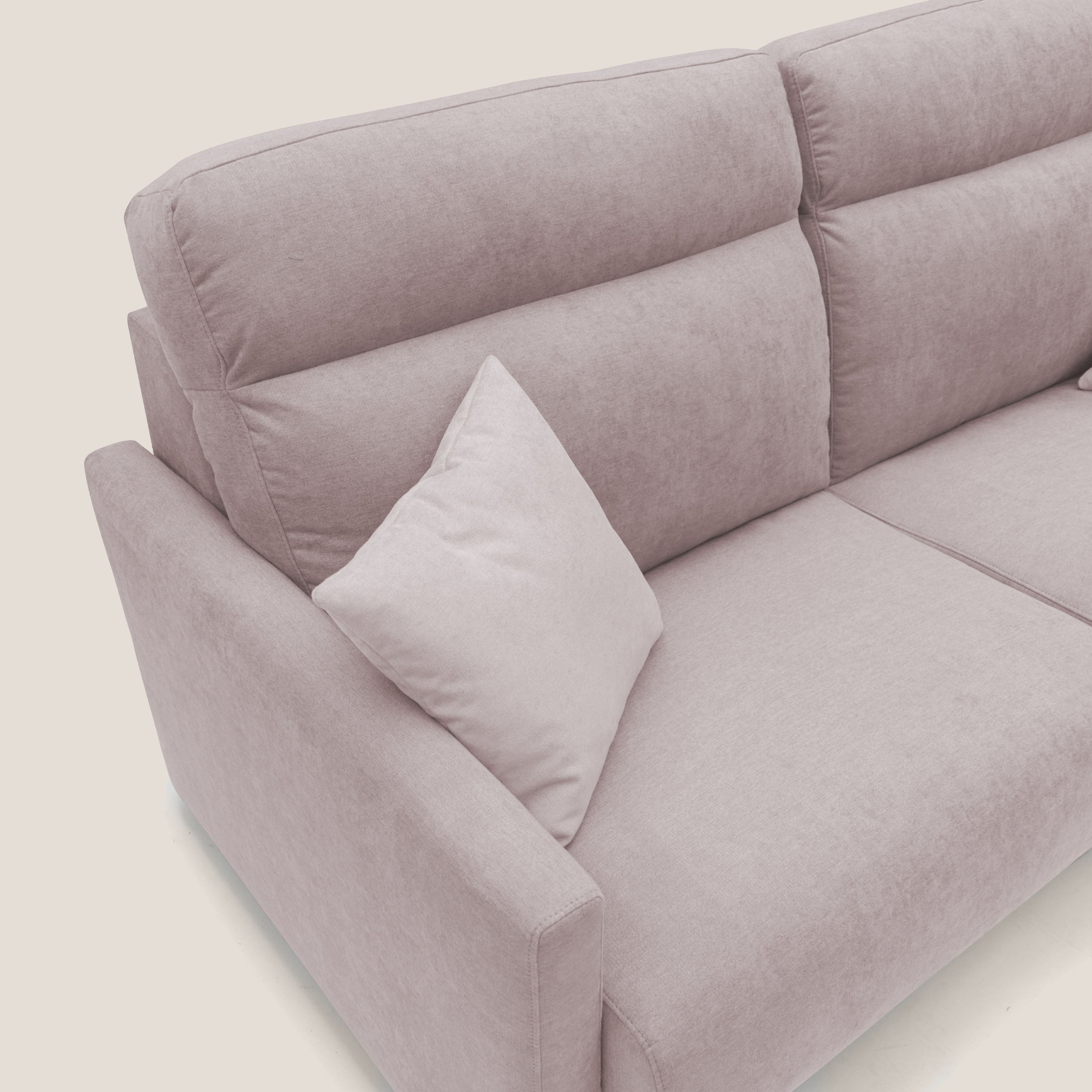 Margot Divano letto matrimoniale con schienale morbido alto in tessuto T02 rosa - divani.store