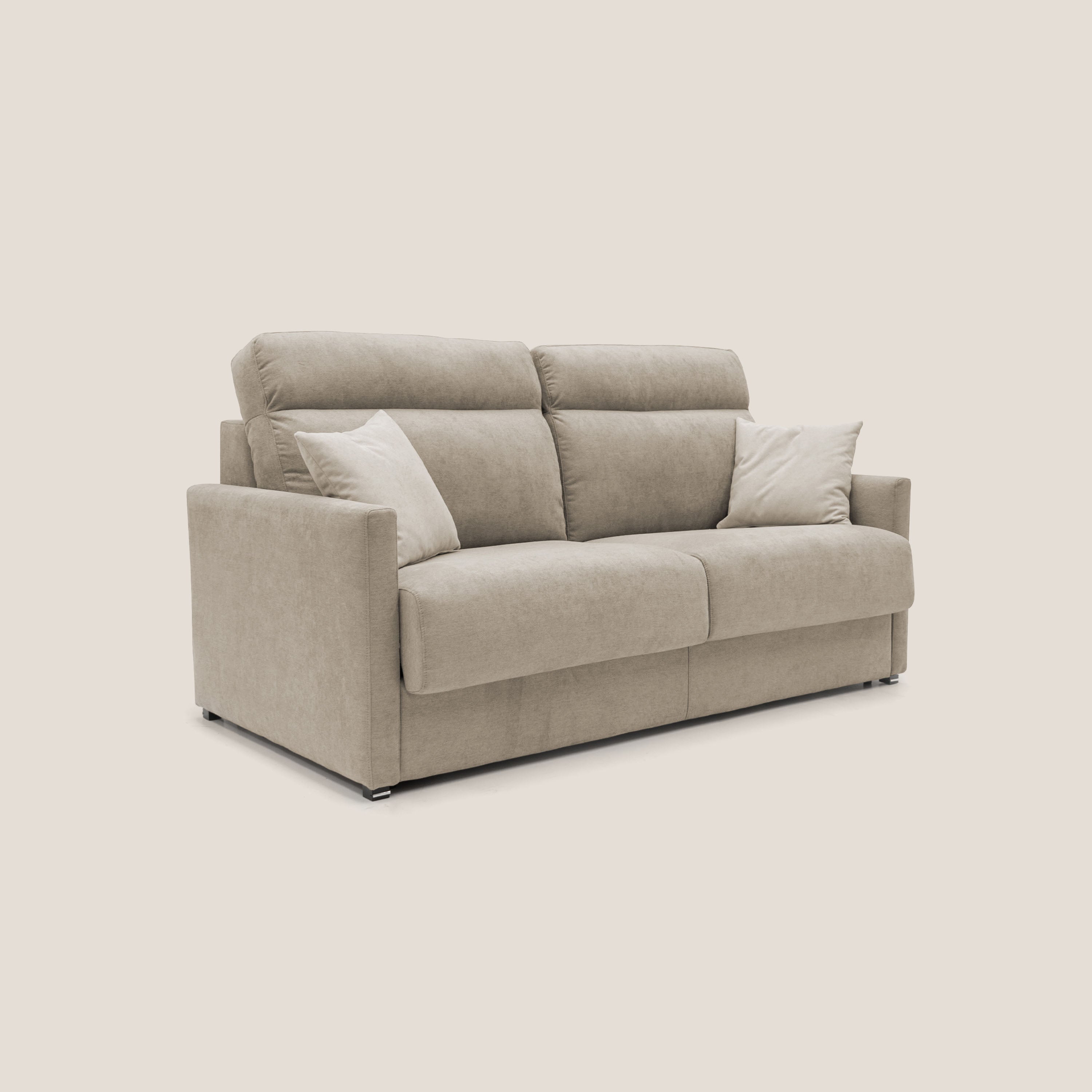 Margot Divano letto matrimoniale con schienale morbido alto in tessuto T02 beige - divani.store