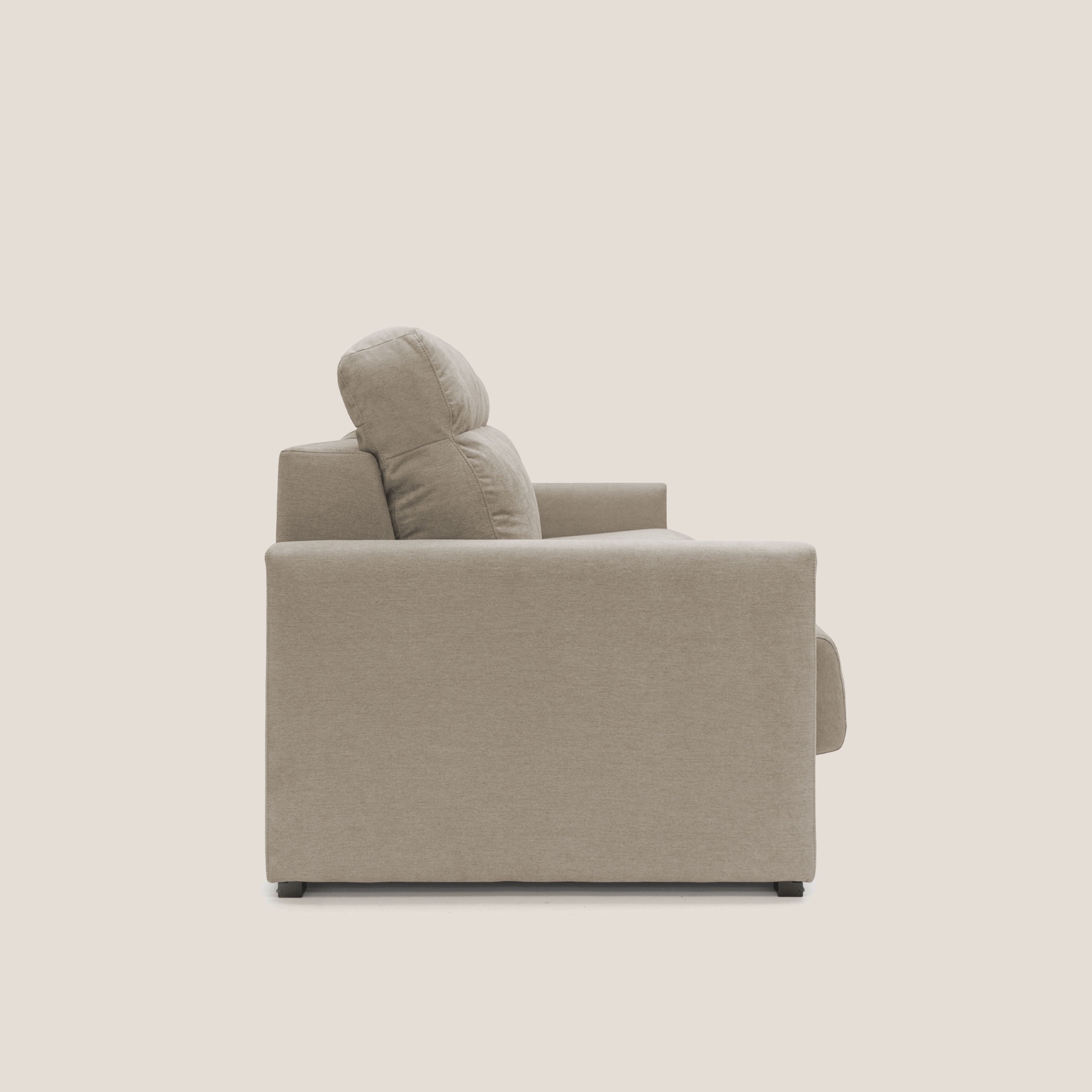 Margot Divano letto matrimoniale con schienale morbido alto in tessuto T02 beige - divani.store