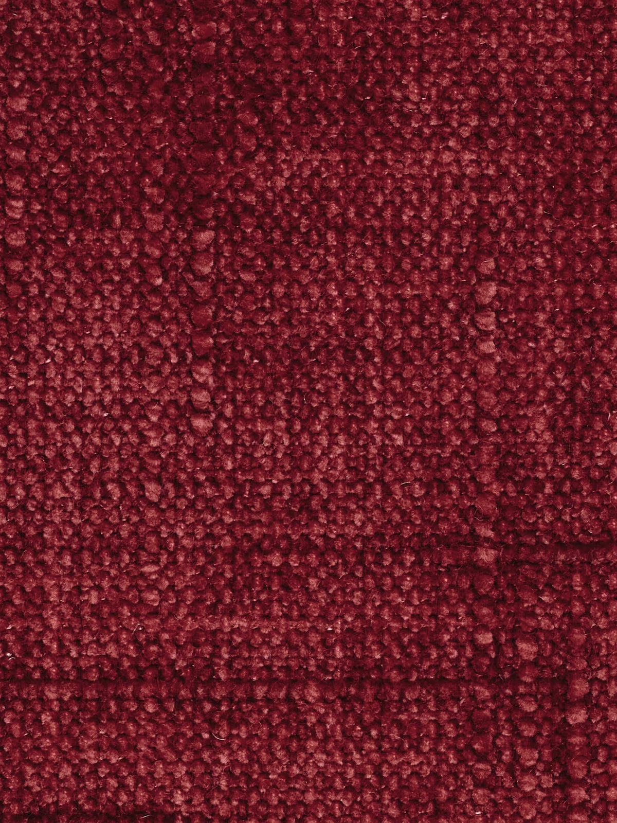 Primo piano del tessuto jacquard testurizzato in un rosso intenso e uniforme, presente sul divano letto matrimoniale Pegaso con poggiatesta reclinabili in tessuto jacquard smacchiabile T22 di Divani.Store. La superficie fitta e irregolare, caratterizzata da piccole protuberanze arrotondate, conferisce al tessuto un aspetto lussuoso e morbido, esaltandone il fascino accogliente e tattile. Questa finitura invitante lo rende una scelta eccellente per qualsiasi divano letto o divano trasformabile di stile.