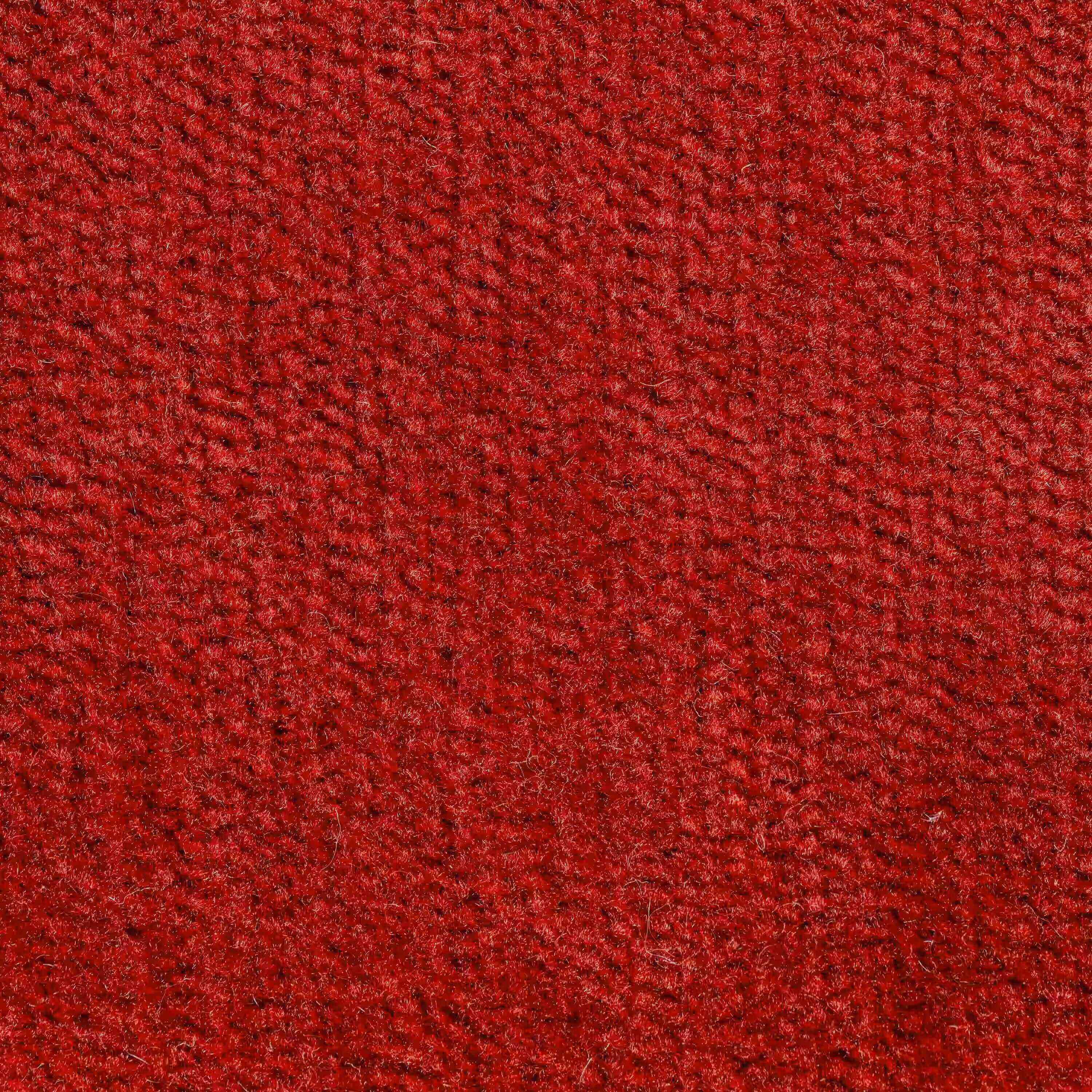 Primo piano del tessuto rosso strutturato del pouf Sun Contenitore Stranger Things Edition (60x80 cm, tessuto smacchiabile by Netflix rosso) di Divani.Store: la sua superficie intrecciata aggiunge un tocco unico e felpato a qualsiasi ambiente.