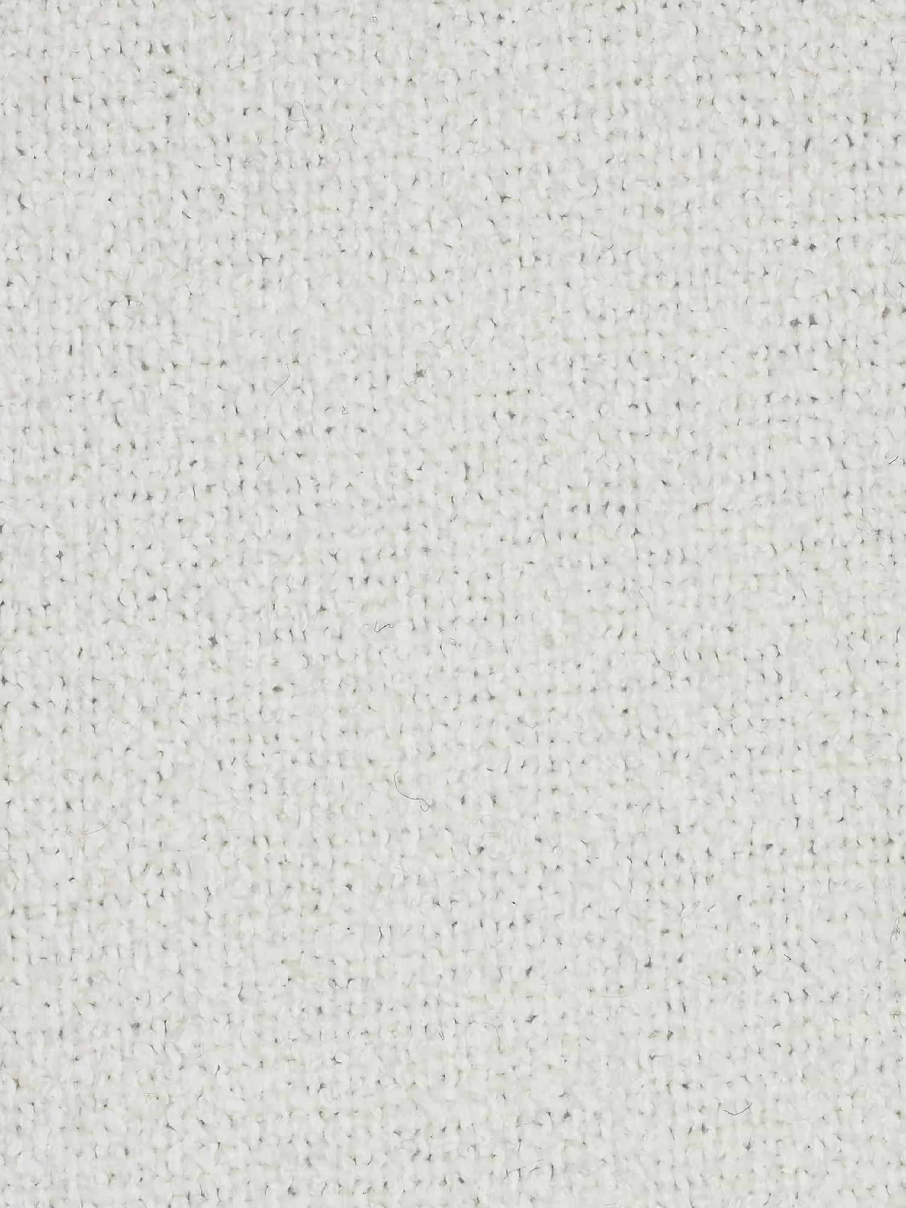 Primo piano di un tessuto grigio chiaro con una trama a griglia ben visibile, come quello utilizzato per il divano Orbit con 3 sedute scorrevoli e allungabili in tessuto effetto cotone smacchiabile T33 di Divani.Store. Il tessuto appare ruvido e a trama fitta, con fili sottili e uniformemente distanziati che creano un motivo coerente e omogeneo su tutta la superficie.