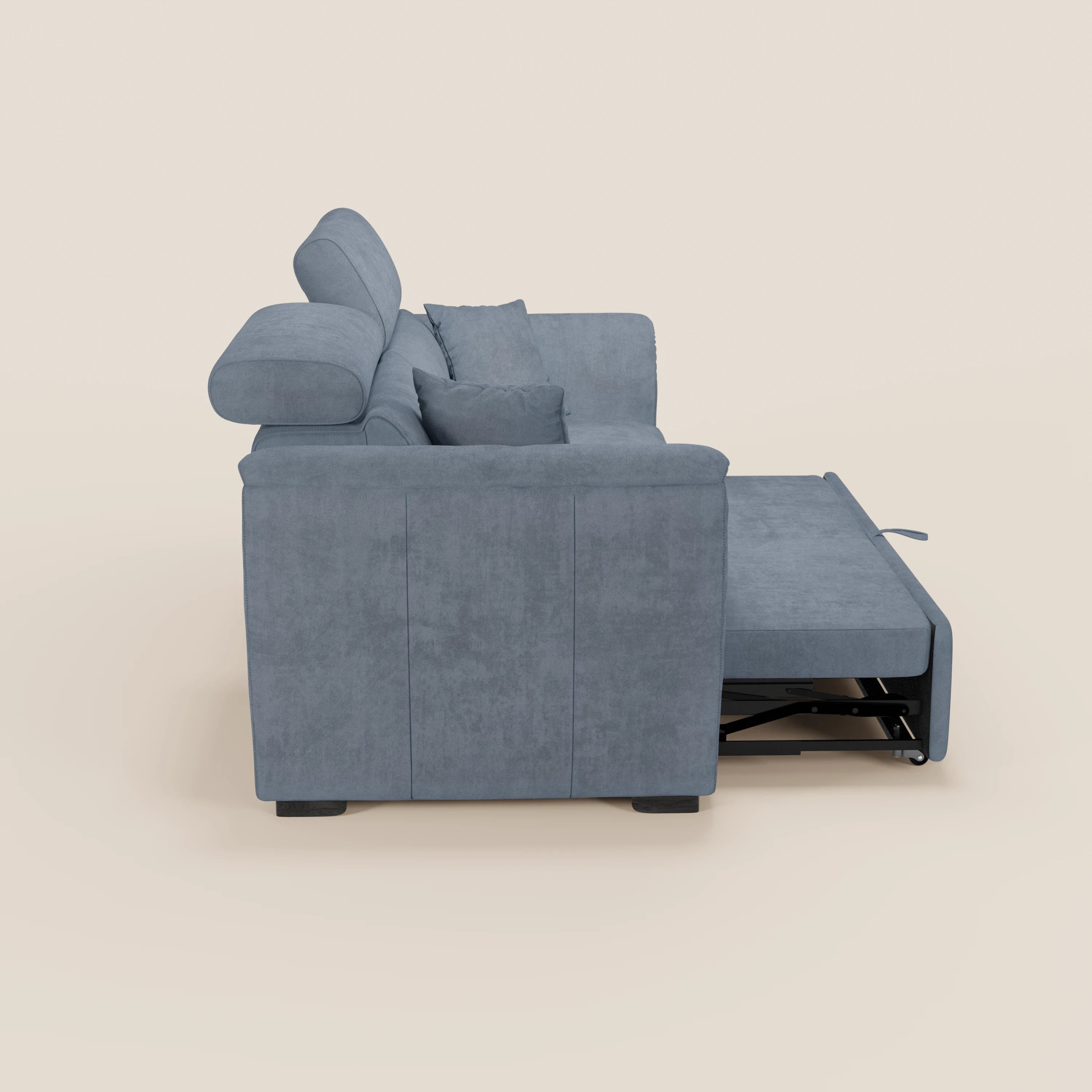 Basalto Modern Corner Sofa with Chaise Longue - metal base and feather cushions in stain-resistant fabric T31
