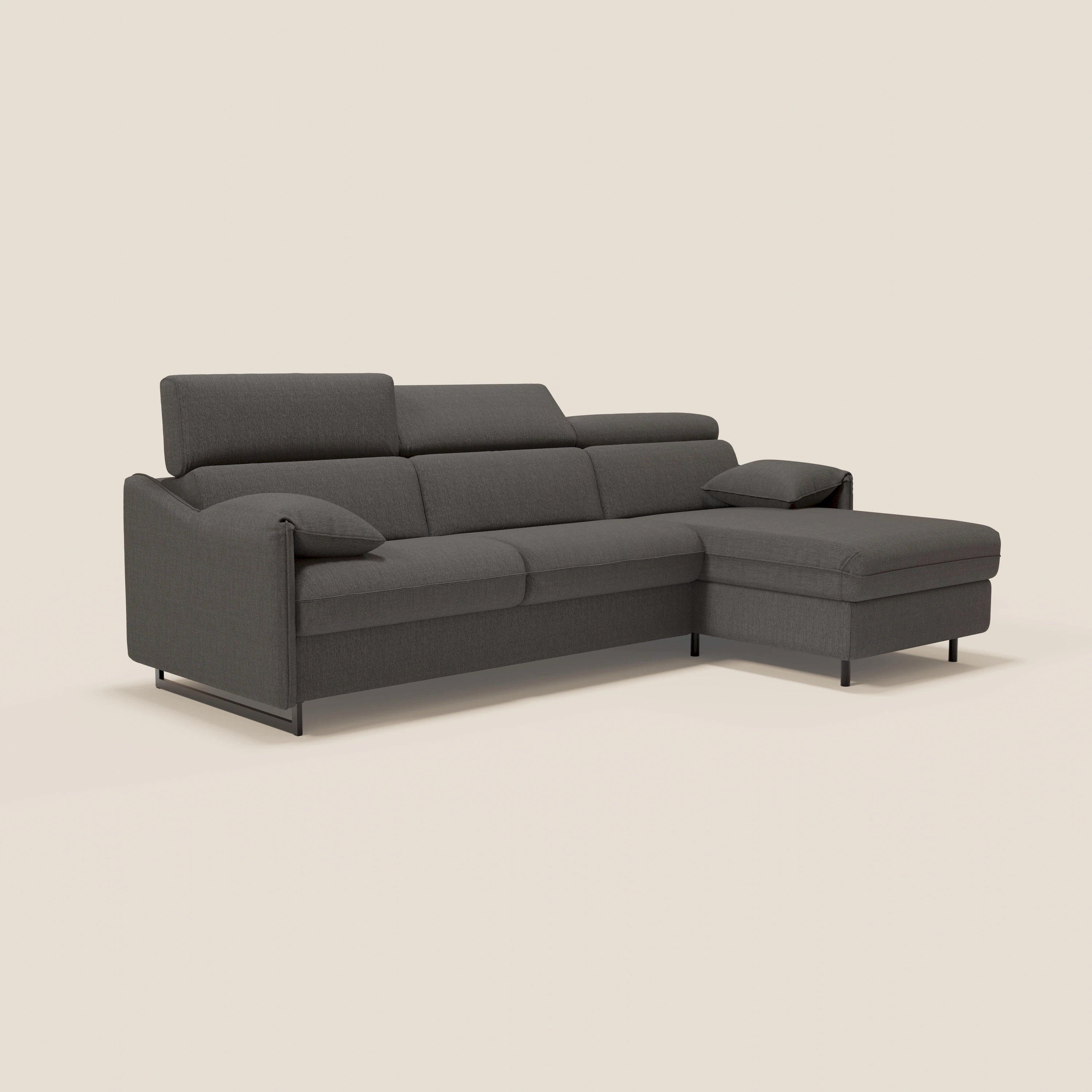 Violetta Divano Letto Angolare con Penisola contenitore, Poggiatesta e Materasso Alto H18 in tessuto impermeabile T13 - divani.store