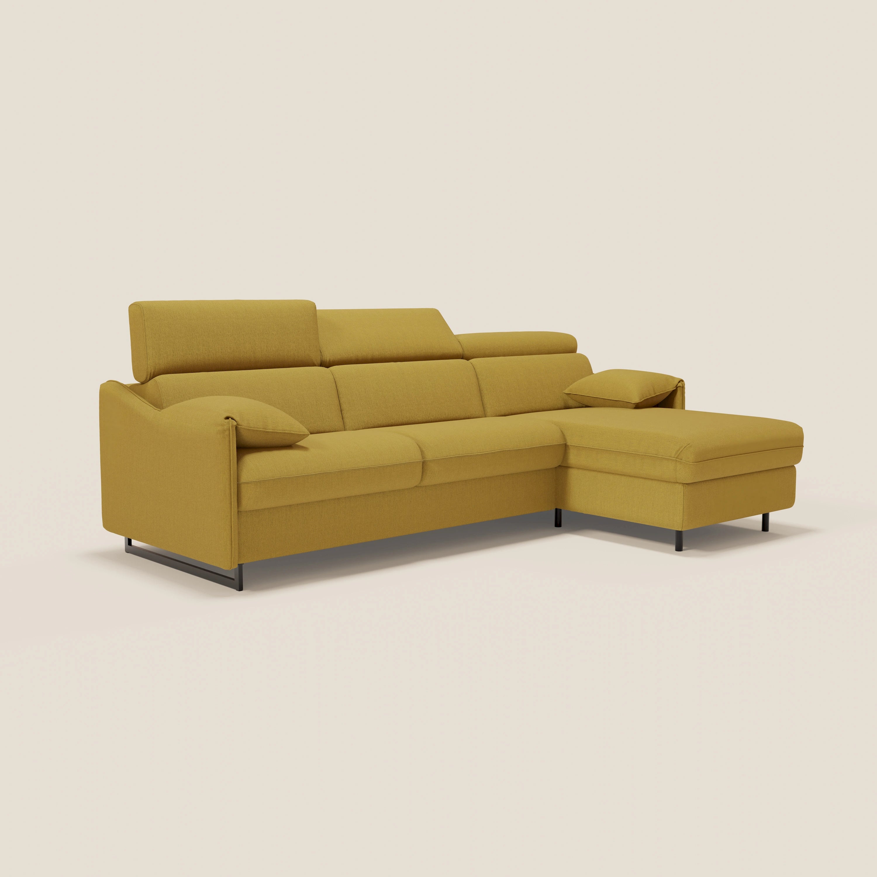 Violetta Divano Letto Angolare con Penisola contenitore, Poggiatesta e Materasso Alto H18 in tessuto impermeabile T13 - divani.store