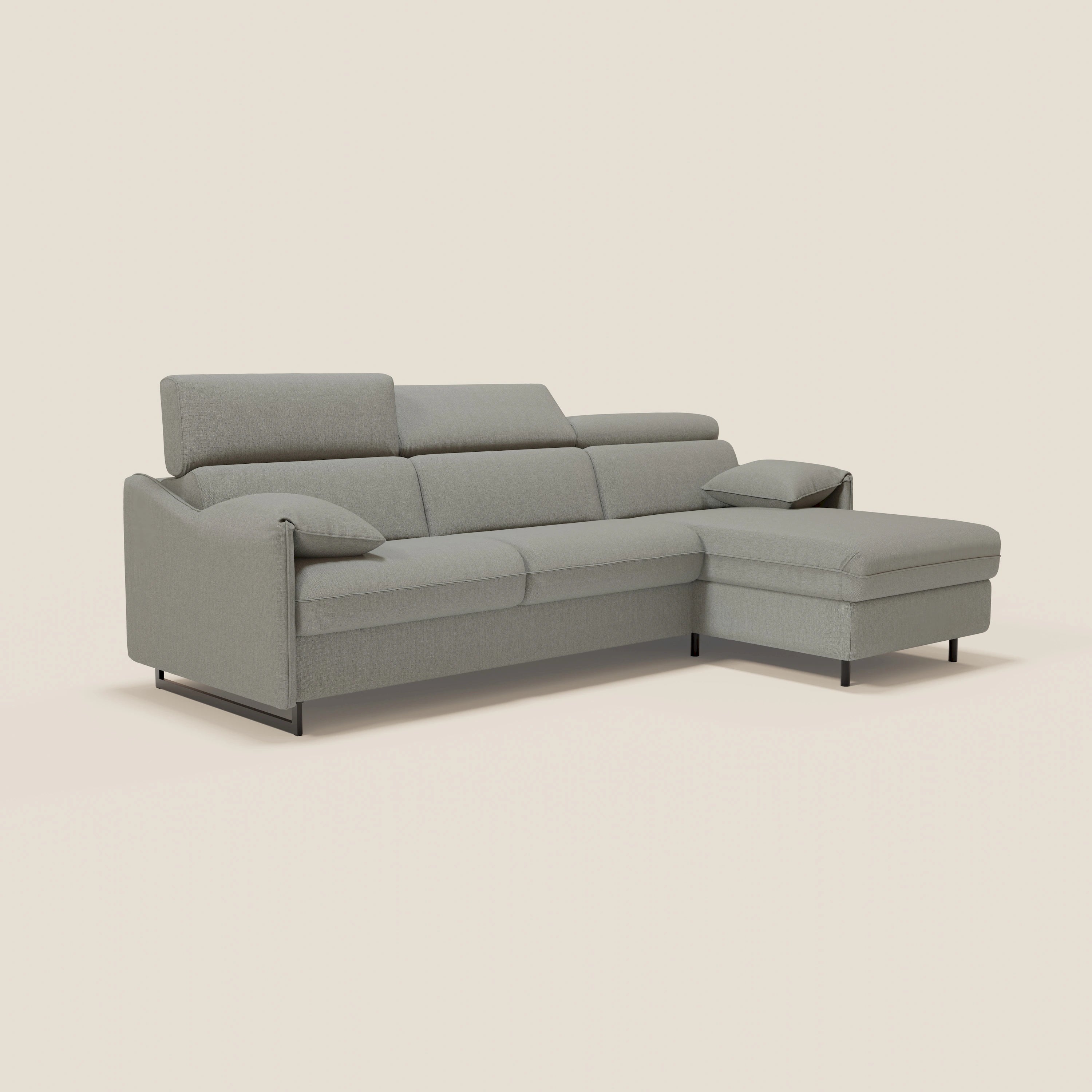 Violetta Divano Letto Angolare con Penisola contenitore, Poggiatesta e Materasso Alto H18 in tessuto impermeabile T13 - divani.store