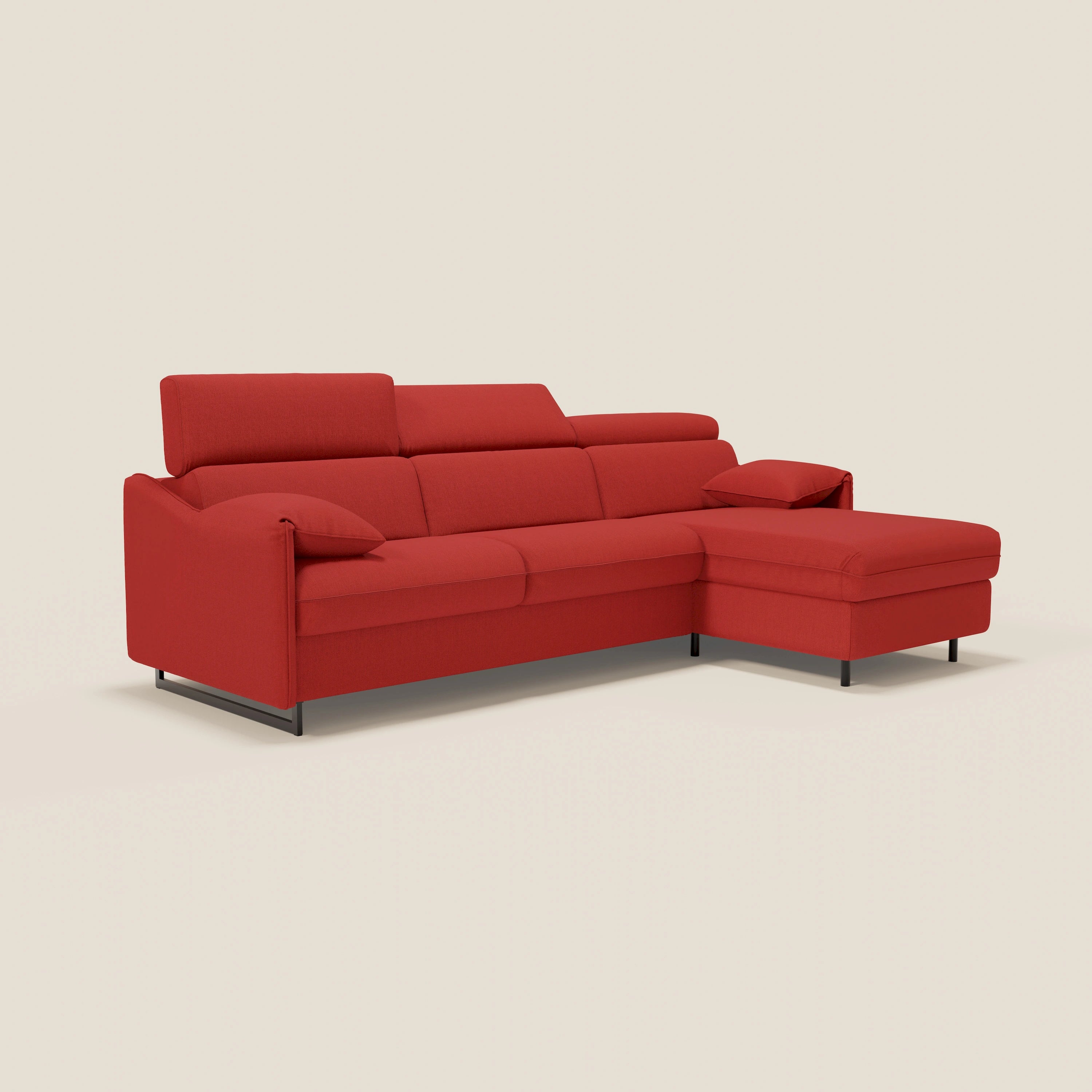 Violetta Divano Letto Angolare con Penisola contenitore, Poggiatesta e Materasso Alto H18 in tessuto impermeabile T13 - divani.store