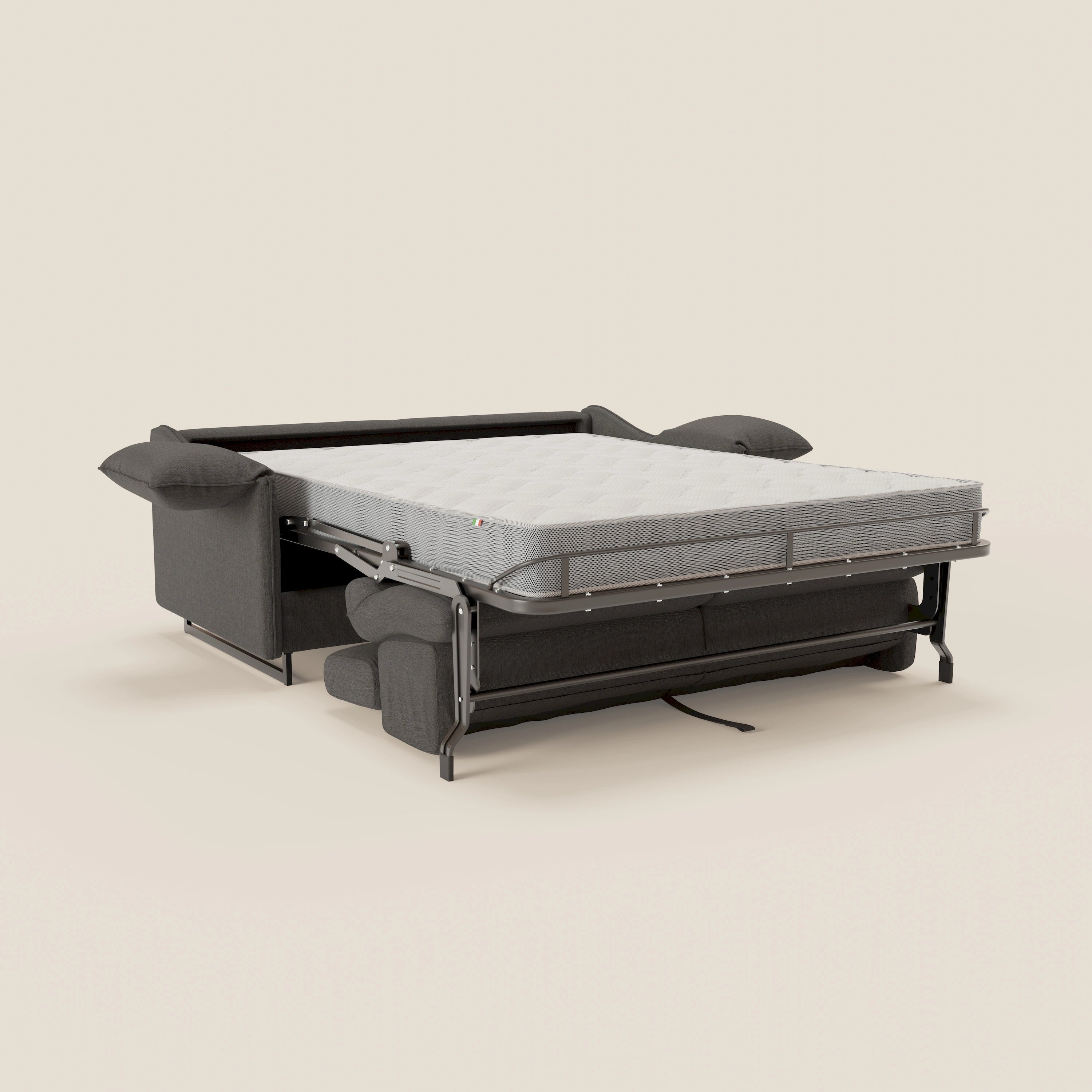 Violetta divano letto materasso H18 cm - poggiatesta reclinabili e braccioli mobili in tessuto impermeabile T13 - divani.store
