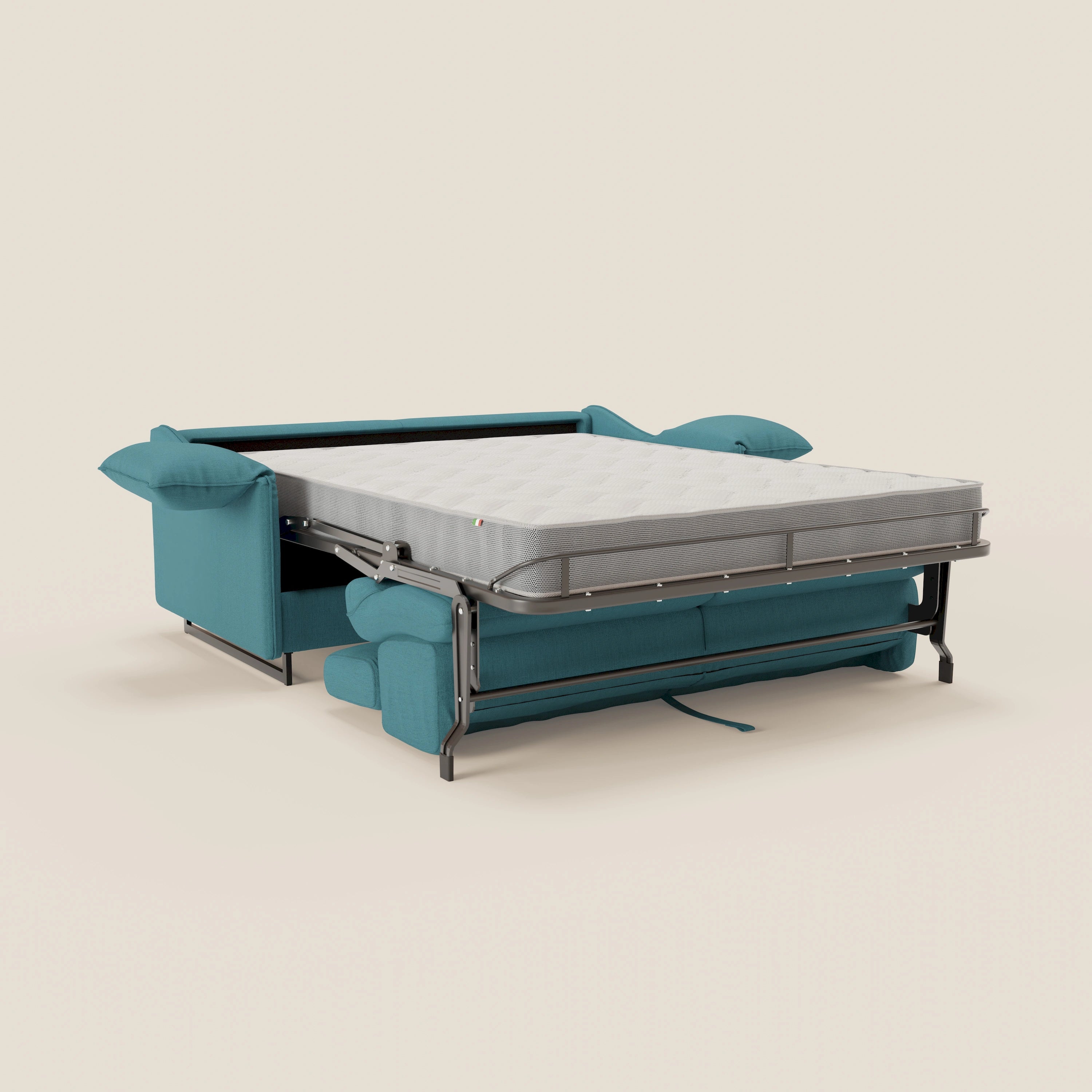 Violetta divano letto materasso H18 cm - poggiatesta reclinabili e braccioli mobili in tessuto impermeabile T13 - divani.store