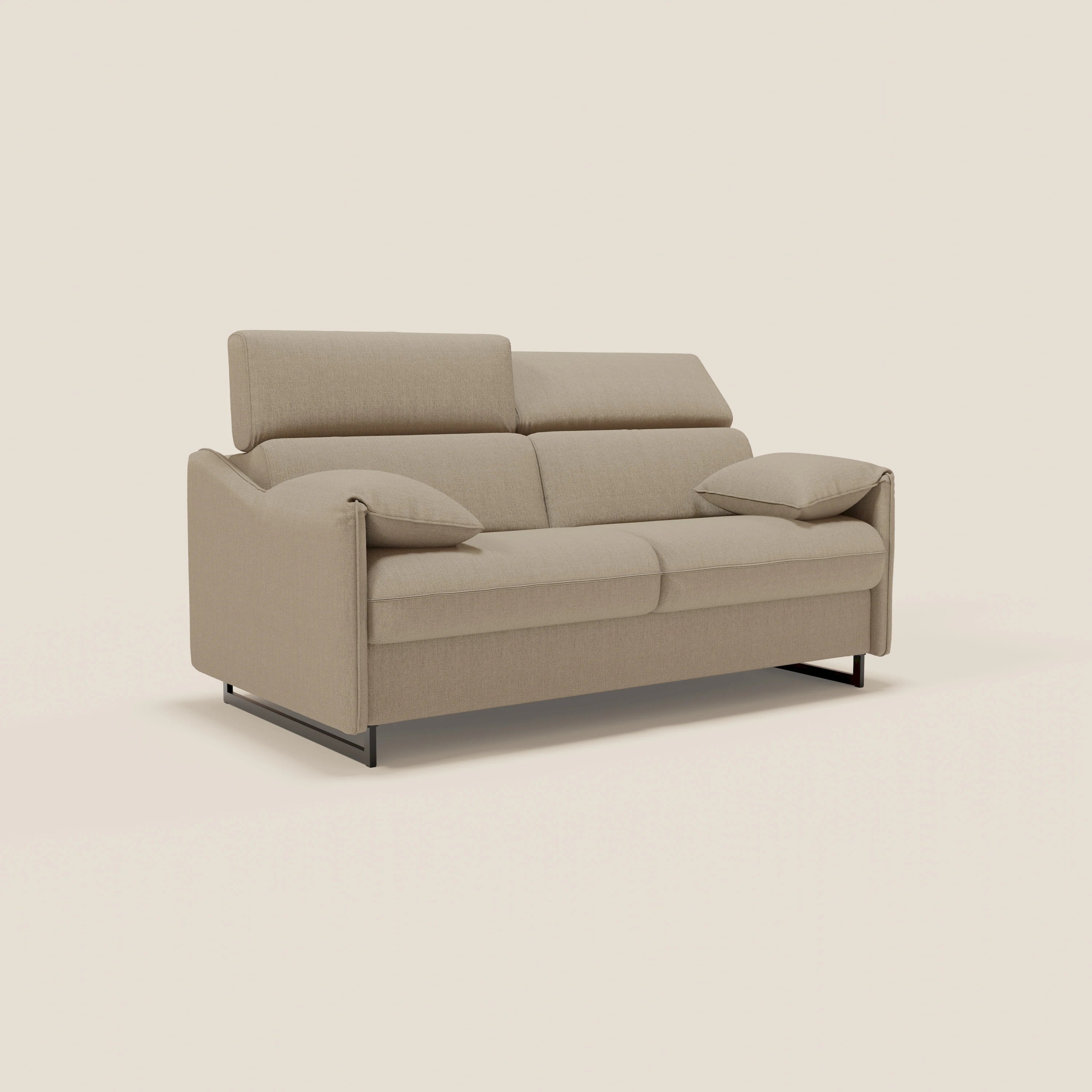 Violetta divano letto materasso H18 cm - poggiatesta reclinabili e braccioli mobili in tessuto impermeabile T13 - divani.store