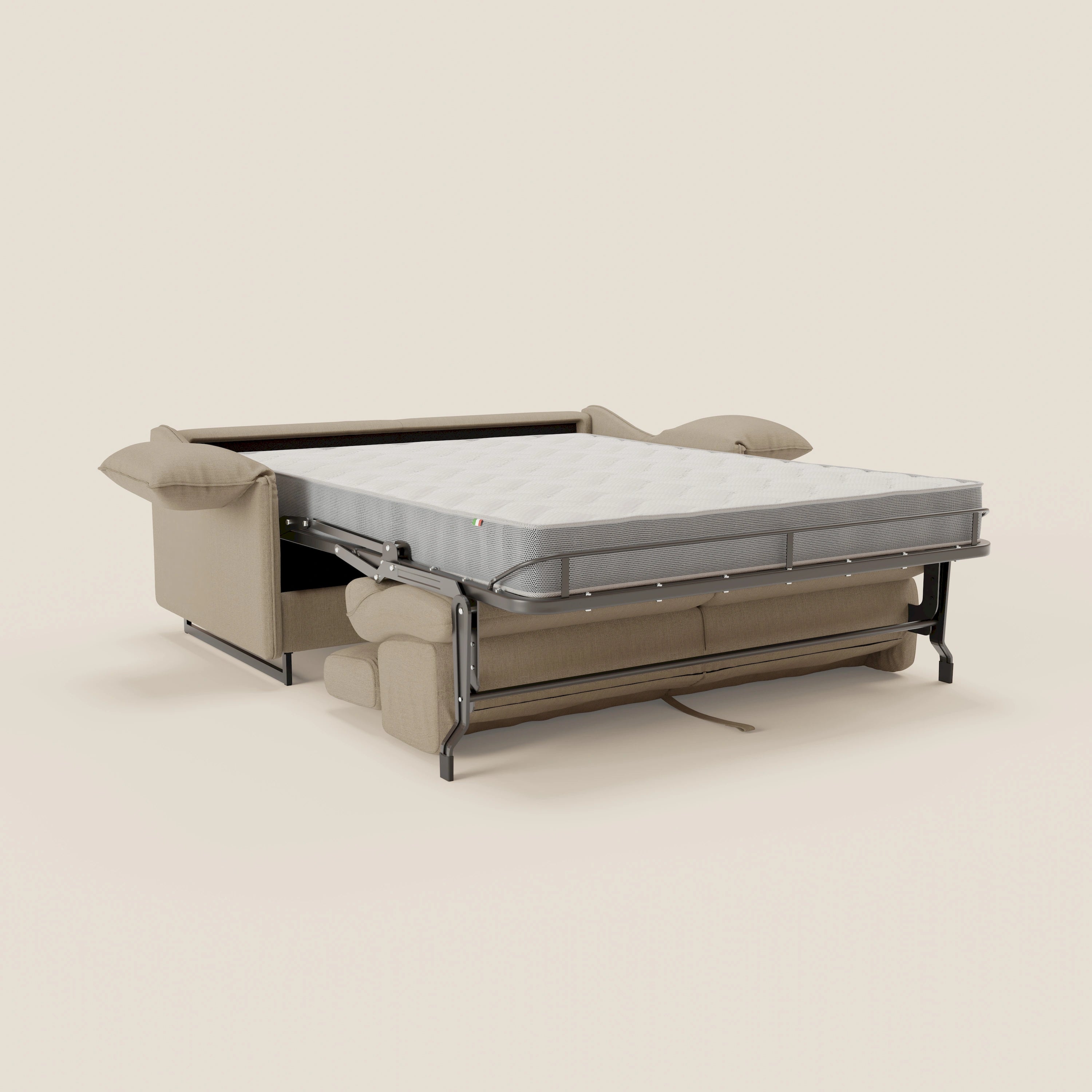 Violetta divano letto materasso H18 cm - poggiatesta reclinabili e braccioli mobili in tessuto impermeabile T13 - divani.store