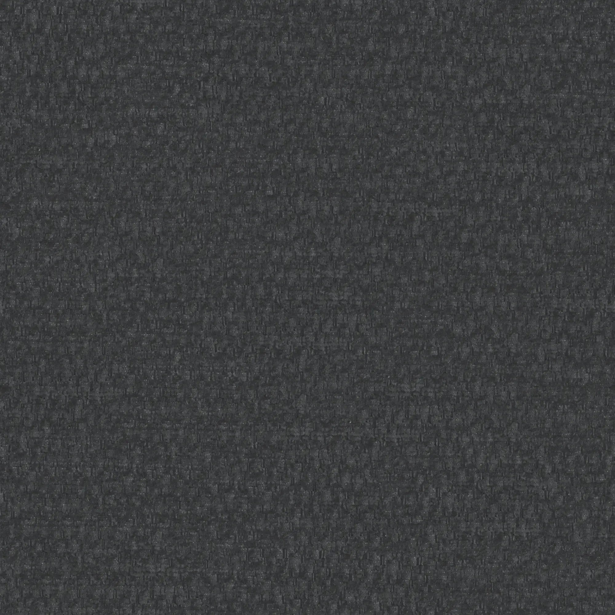 Un primo piano di ONYX di Letti.store mette in risalto il suo tessuto grigio scuro certificato Oeko-Tex®, caratterizzato da una delicata trama a griglia, ideale per un letto imbottito con contenitore e testiera verticale. La superficie è piacevole al tatto e tessuta in modo uniforme.