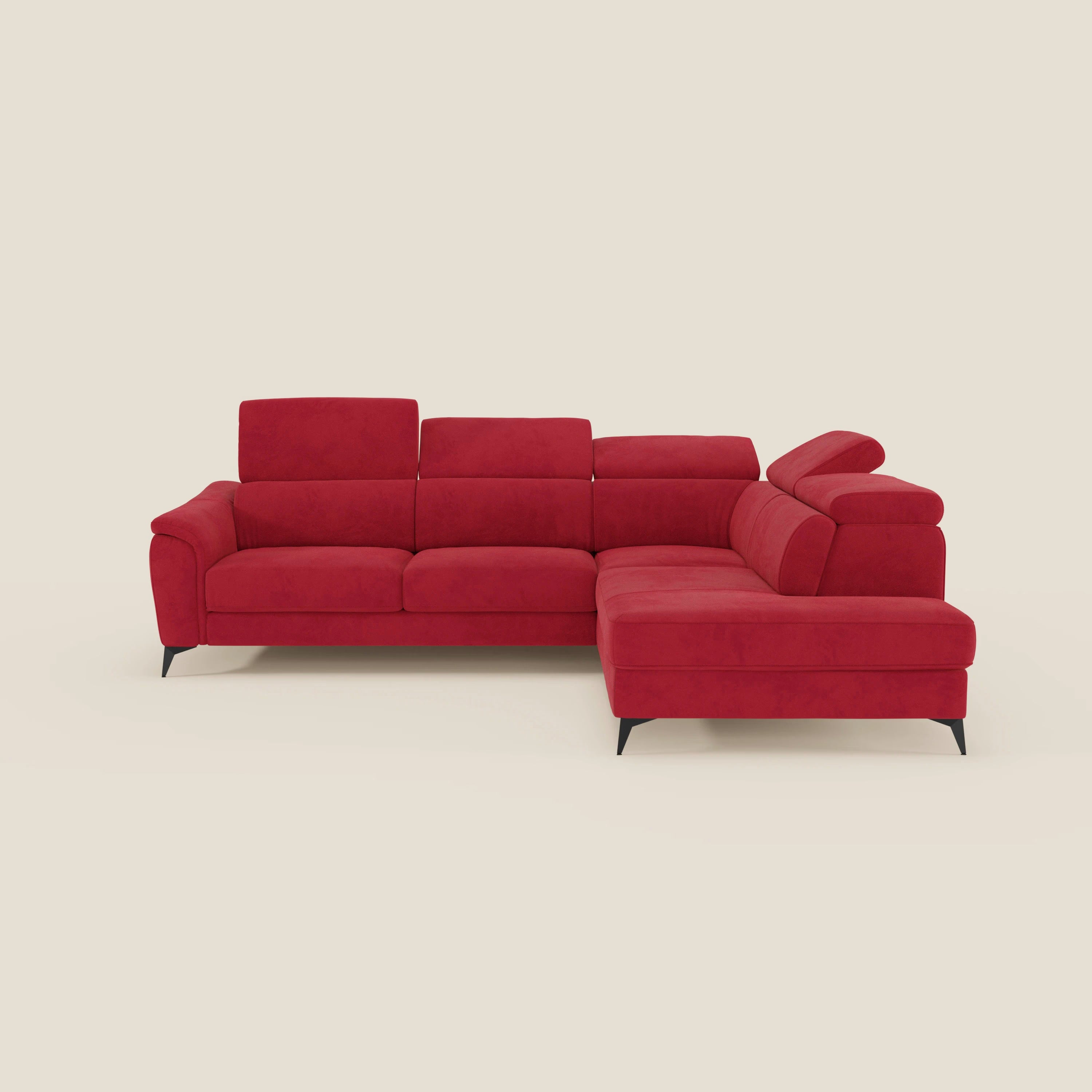 Arcos Canapé d'angle - pieds hauts et têtières inclinables en microfibre imperméable T11 rouge
