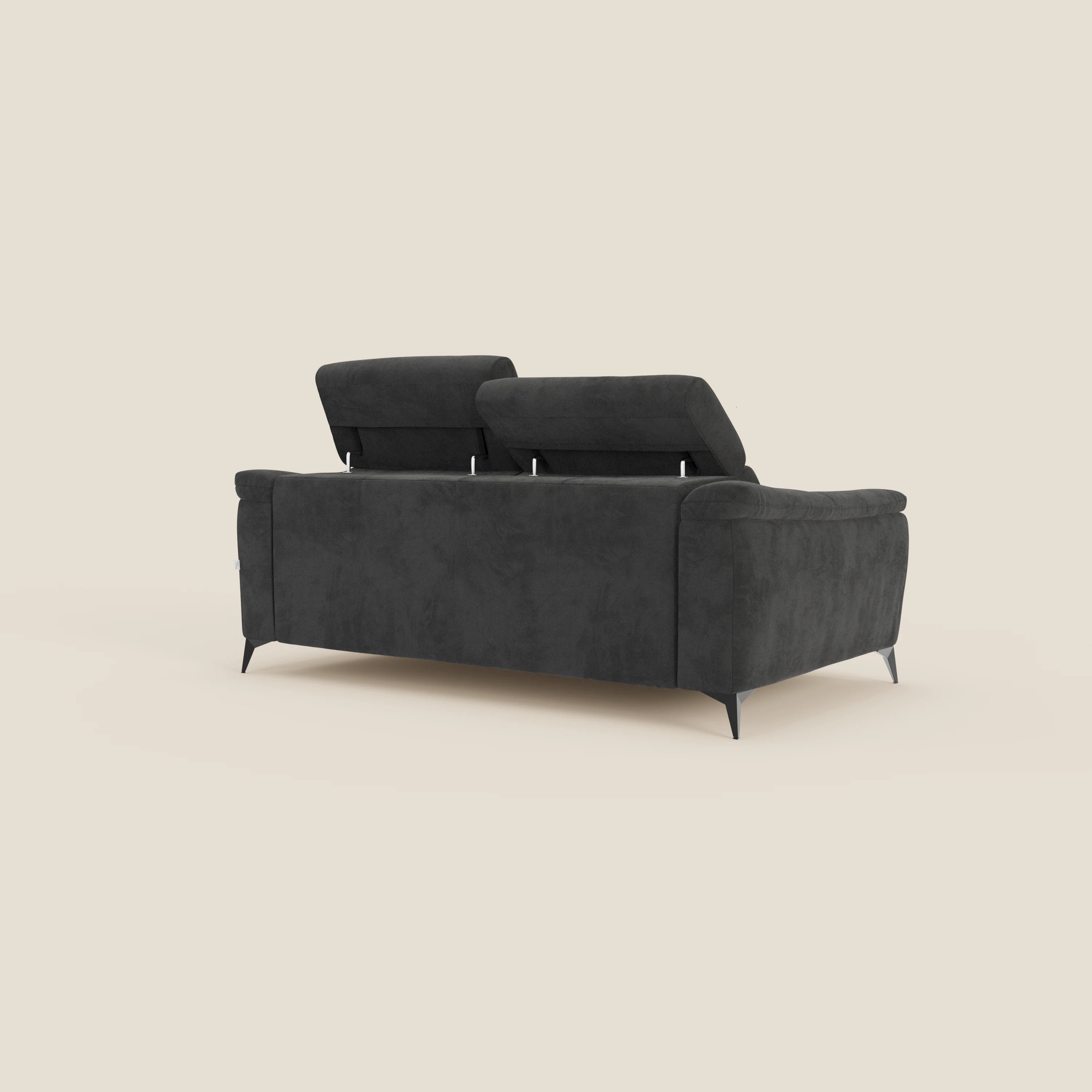 Arcos Canapé 3 places - pieds hauts et têtières inclinables en microfibre imperméable T11 noir