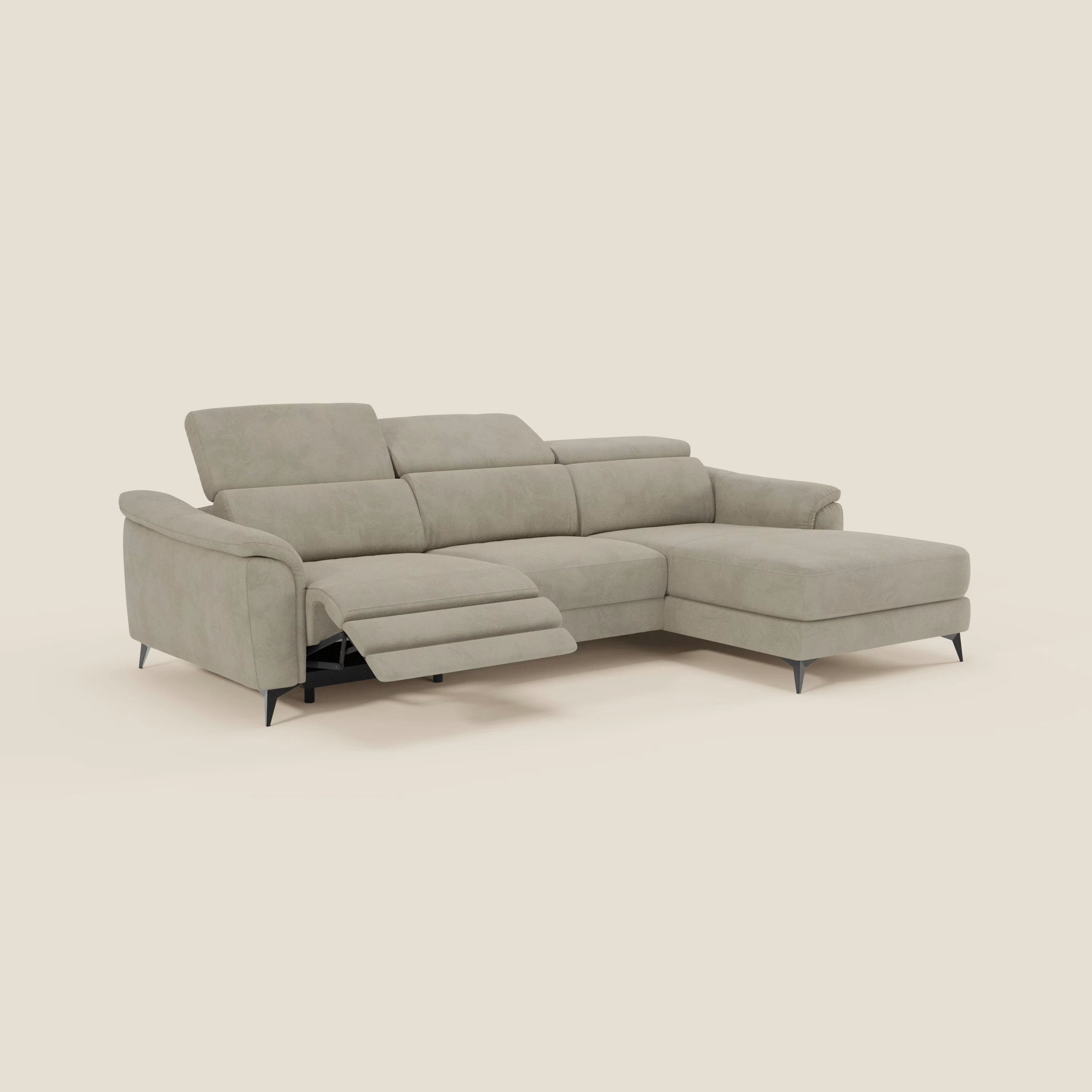 Arcos Canapé avec méridienne - pieds hauts et têtières inclinables en microfibre imperméable T11 taupe