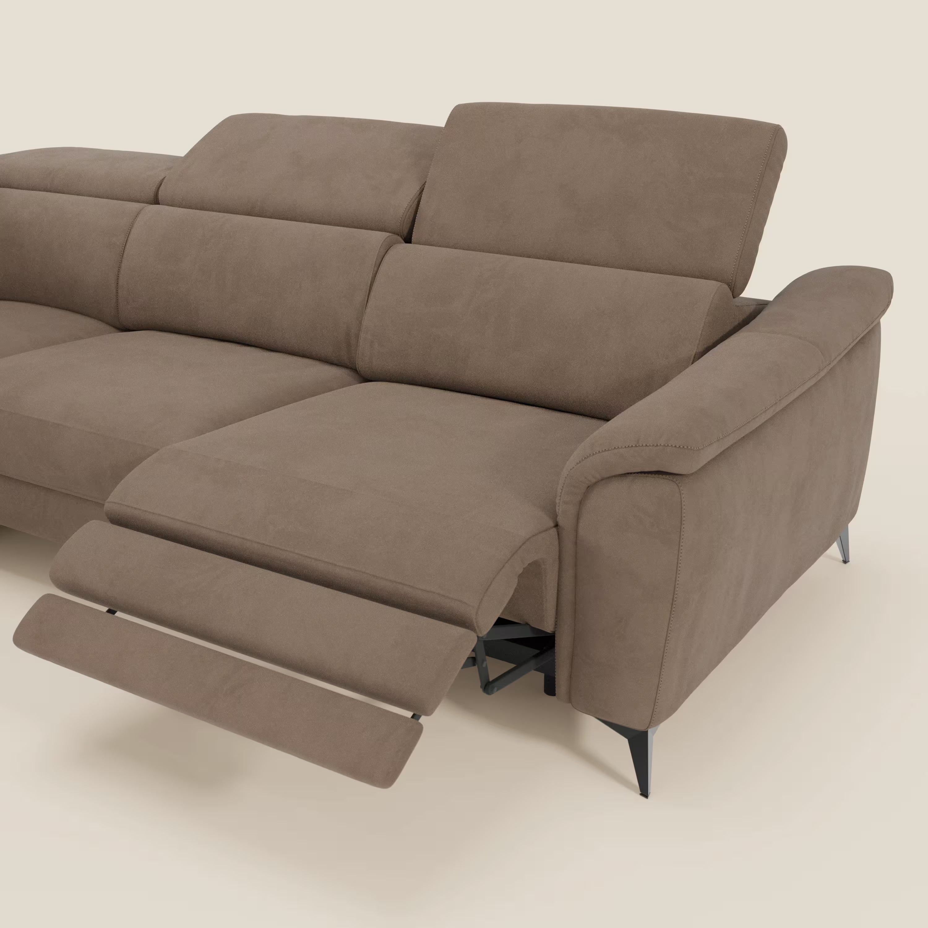 Arcos Canapé d'angle - pieds hauts et têtières inclinables en microfibre imperméable T11 marron