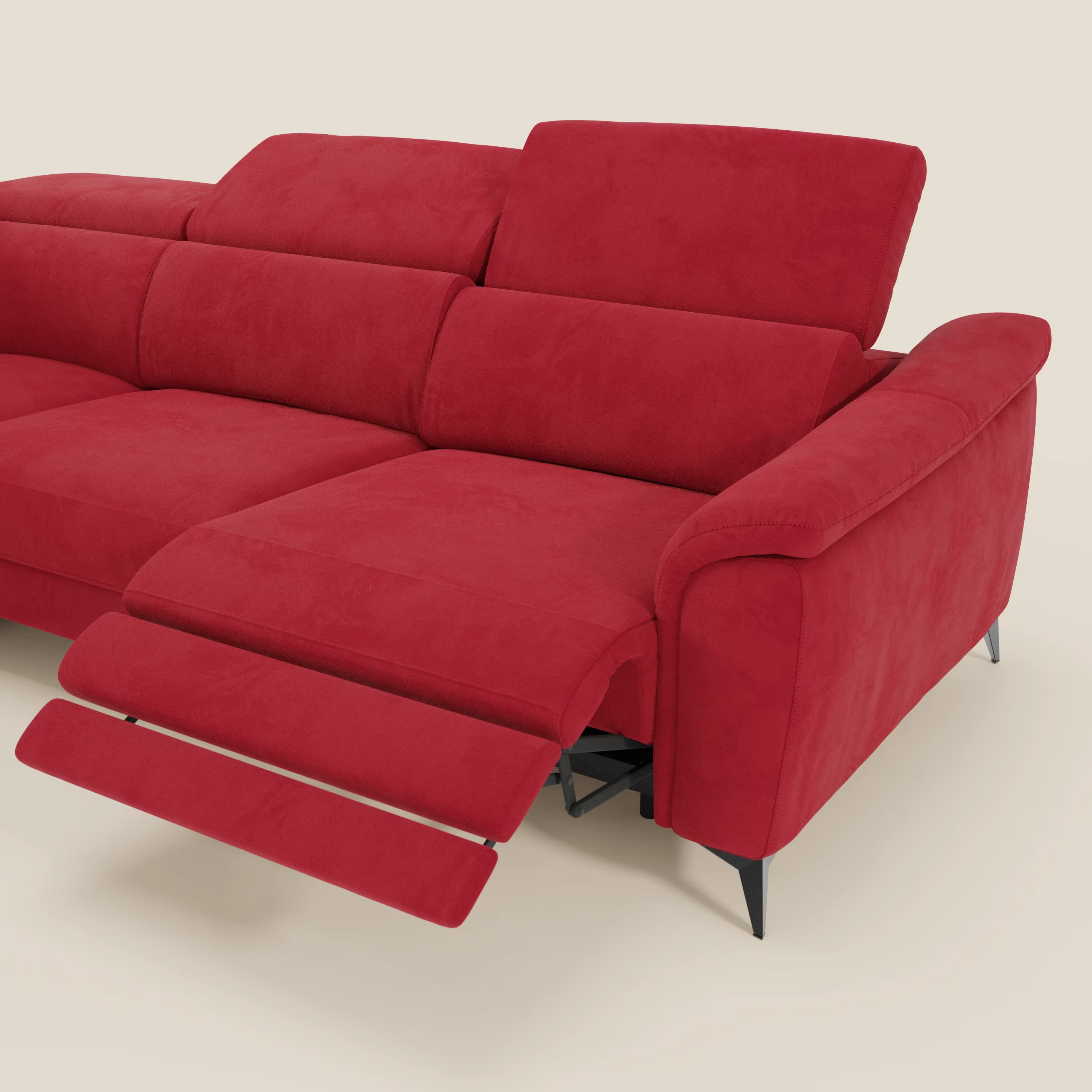 Arcos Canapé d'angle - pieds hauts et têtières inclinables en microfibre imperméable T11 rouge