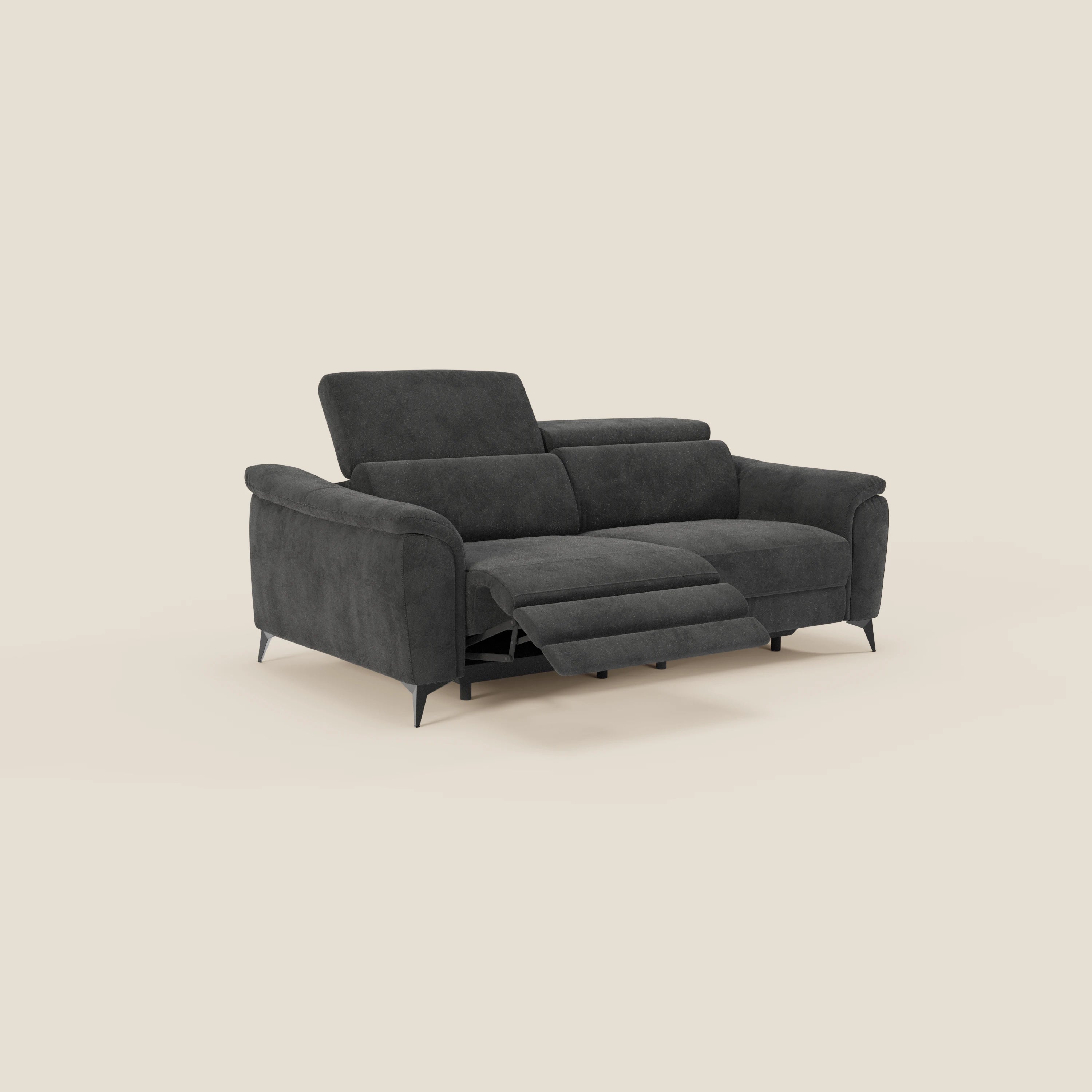 Arcos Canapé 3 places - pieds hauts et têtières inclinables en microfibre imperméable T11 noir