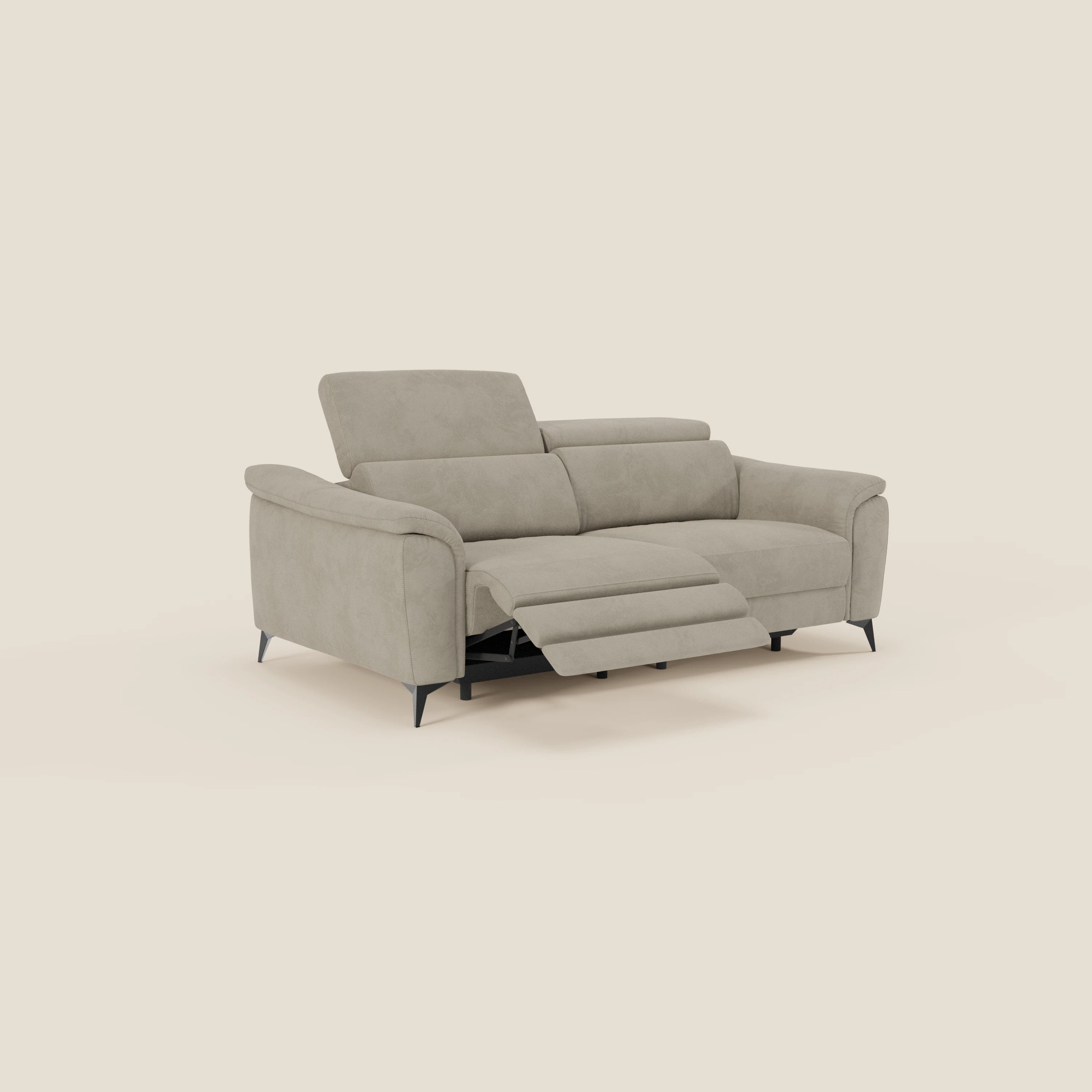 Arcos Canapé 3 places - pieds hauts et têtières inclinables en microfibre imperméable T11 taupe