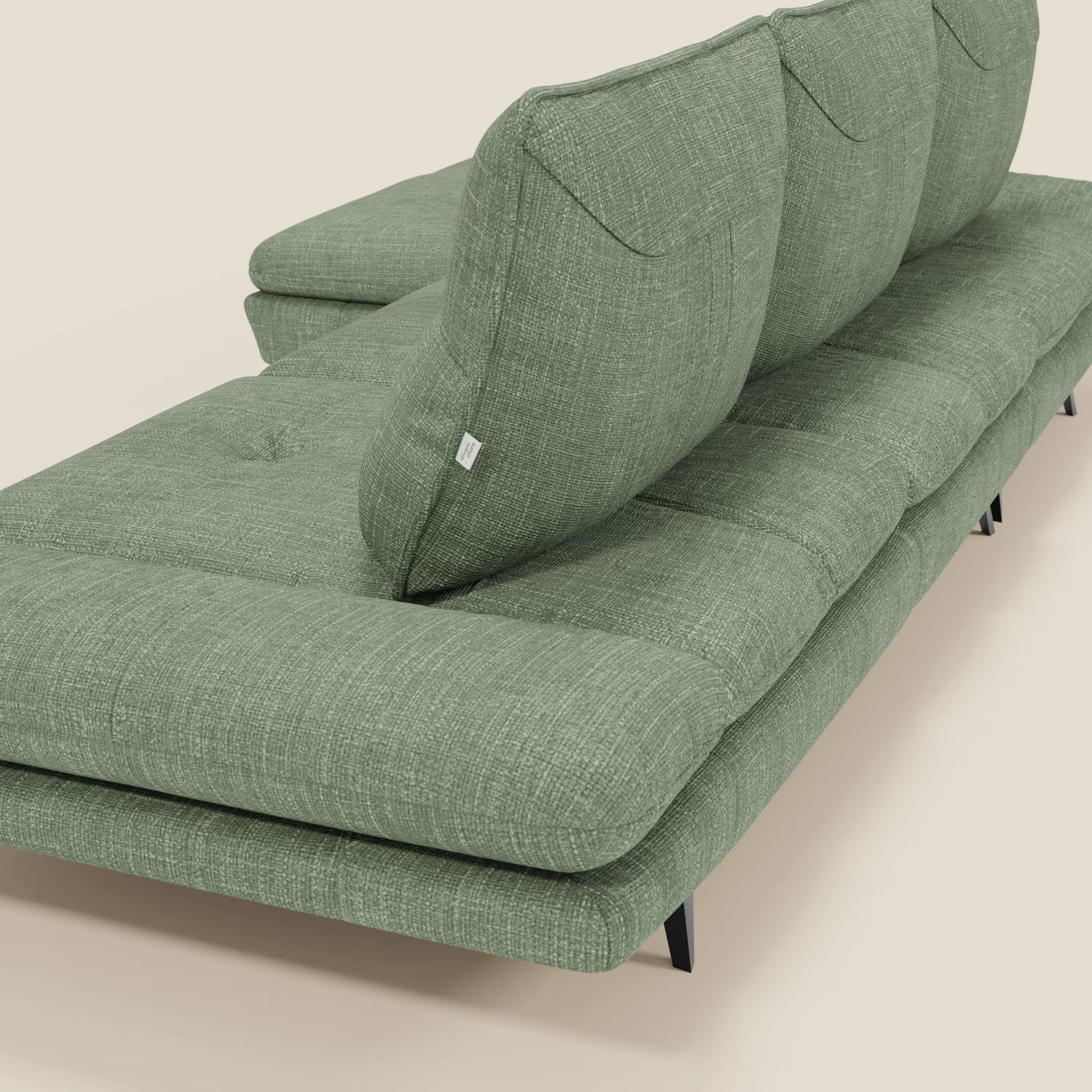 Ardex Divano con penisola - schienali traslanti e braccioli regolabili in elegante tessuto impermeabile T06 verde