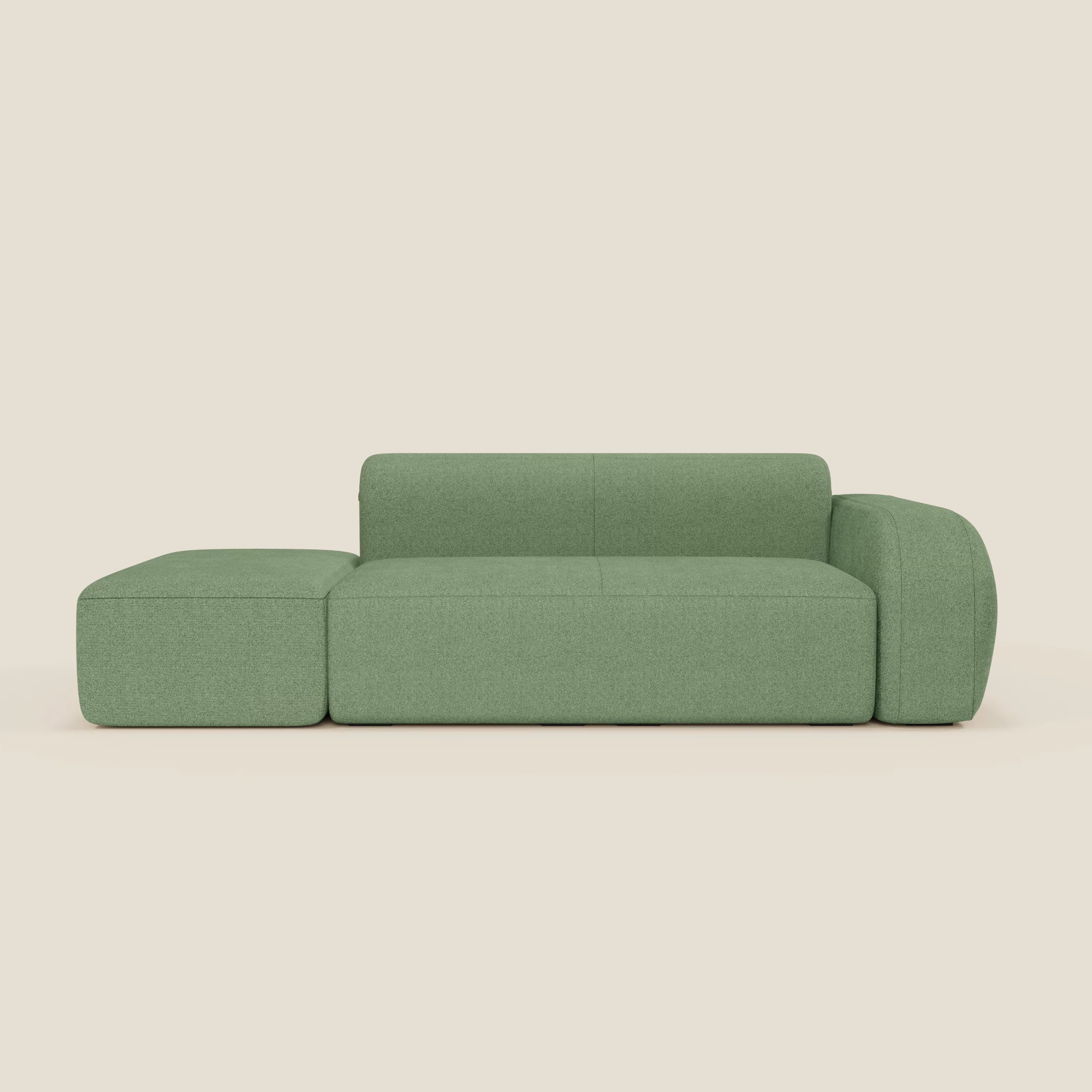 BonBon Divano modulare componibile – Composizione con pouf terminale in tessuto smacchiabile T23 menta