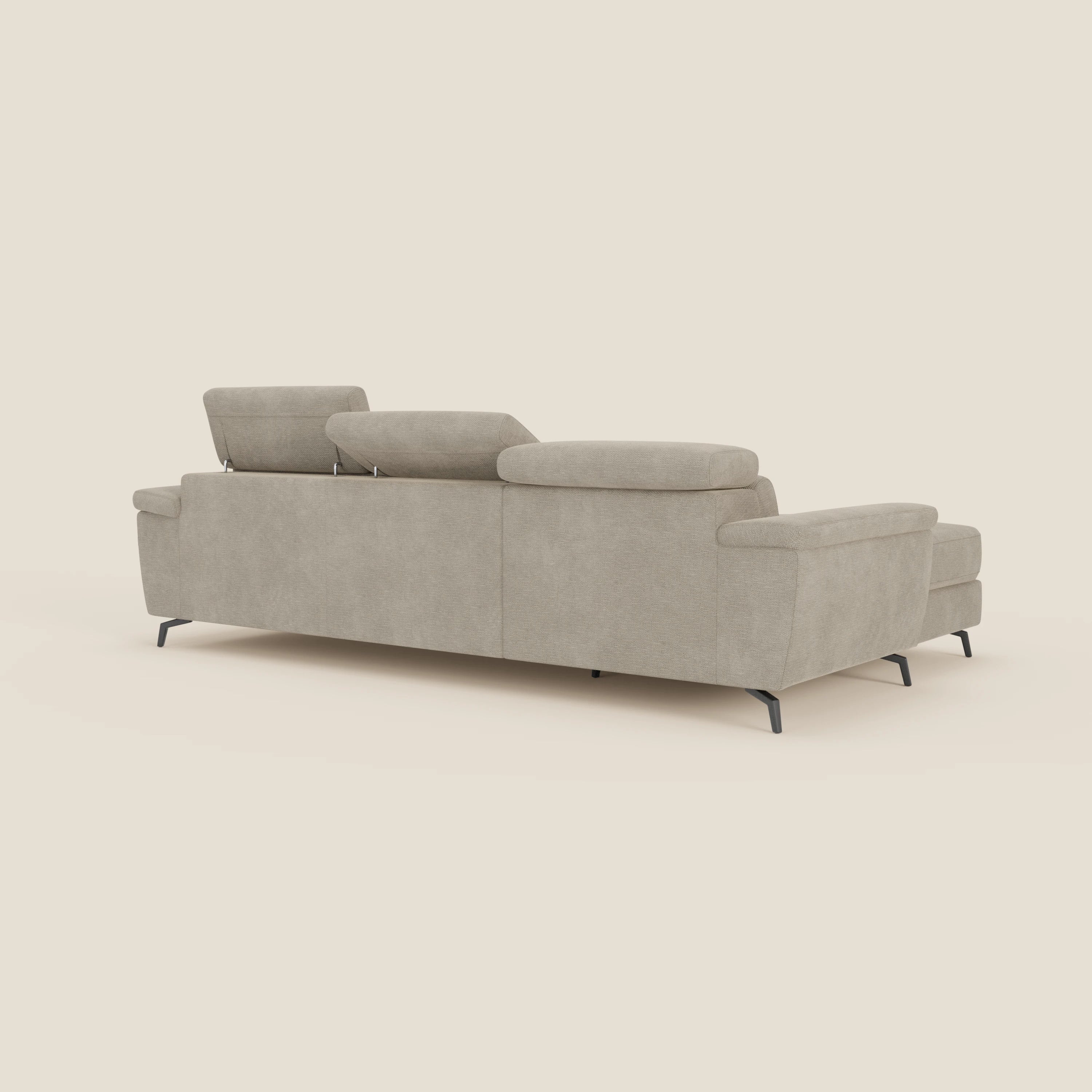 Estro Divano estraibile con chaise-longue e poggiatesta reclinabili in tessuto impermeabile T14 beige
