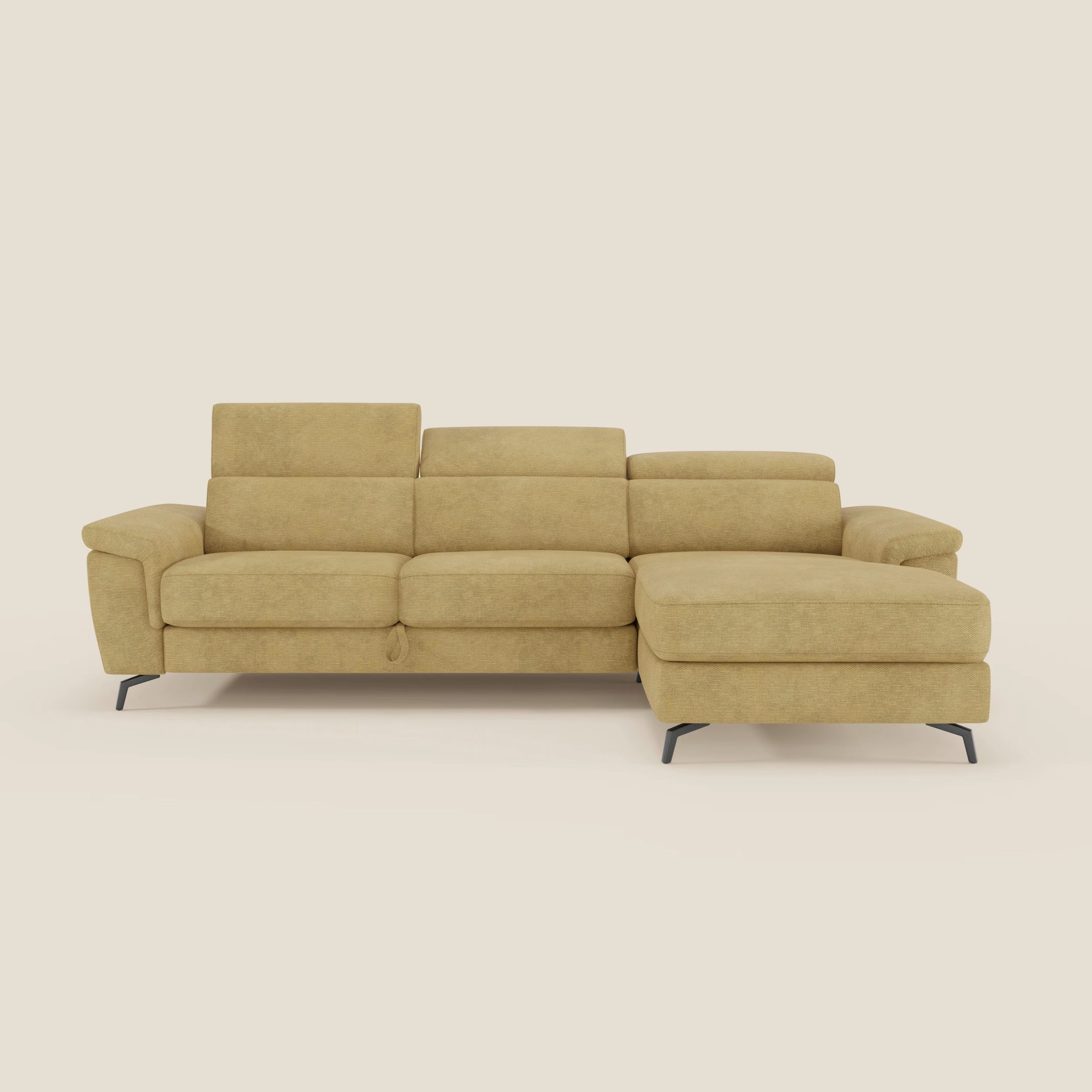 Estro Divano estraibile con chaise-longue e poggiatesta reclinabili in tessuto impermeabile T14 giallo