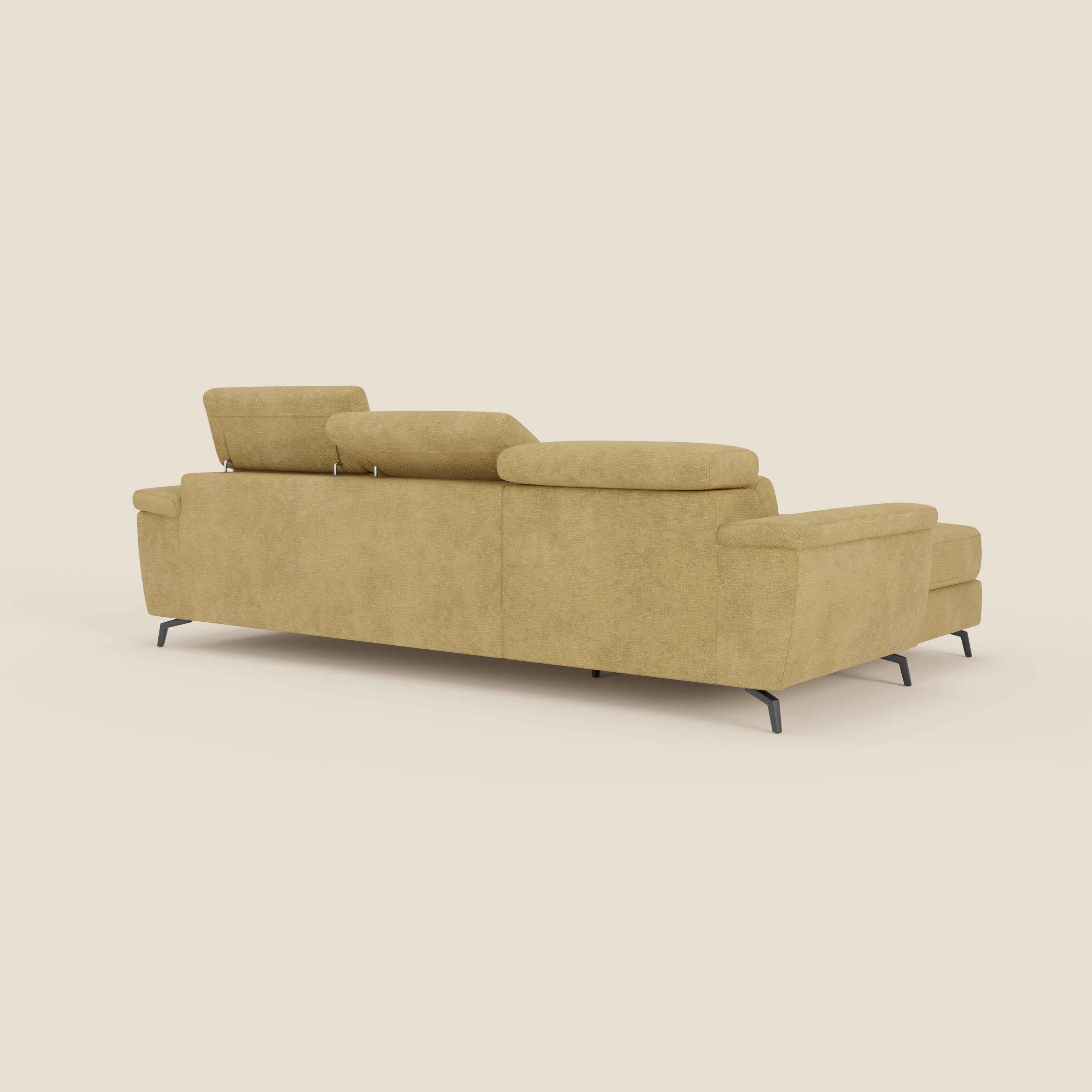 Estro Divano estraibile con chaise-longue e poggiatesta reclinabili in tessuto impermeabile T14 giallo