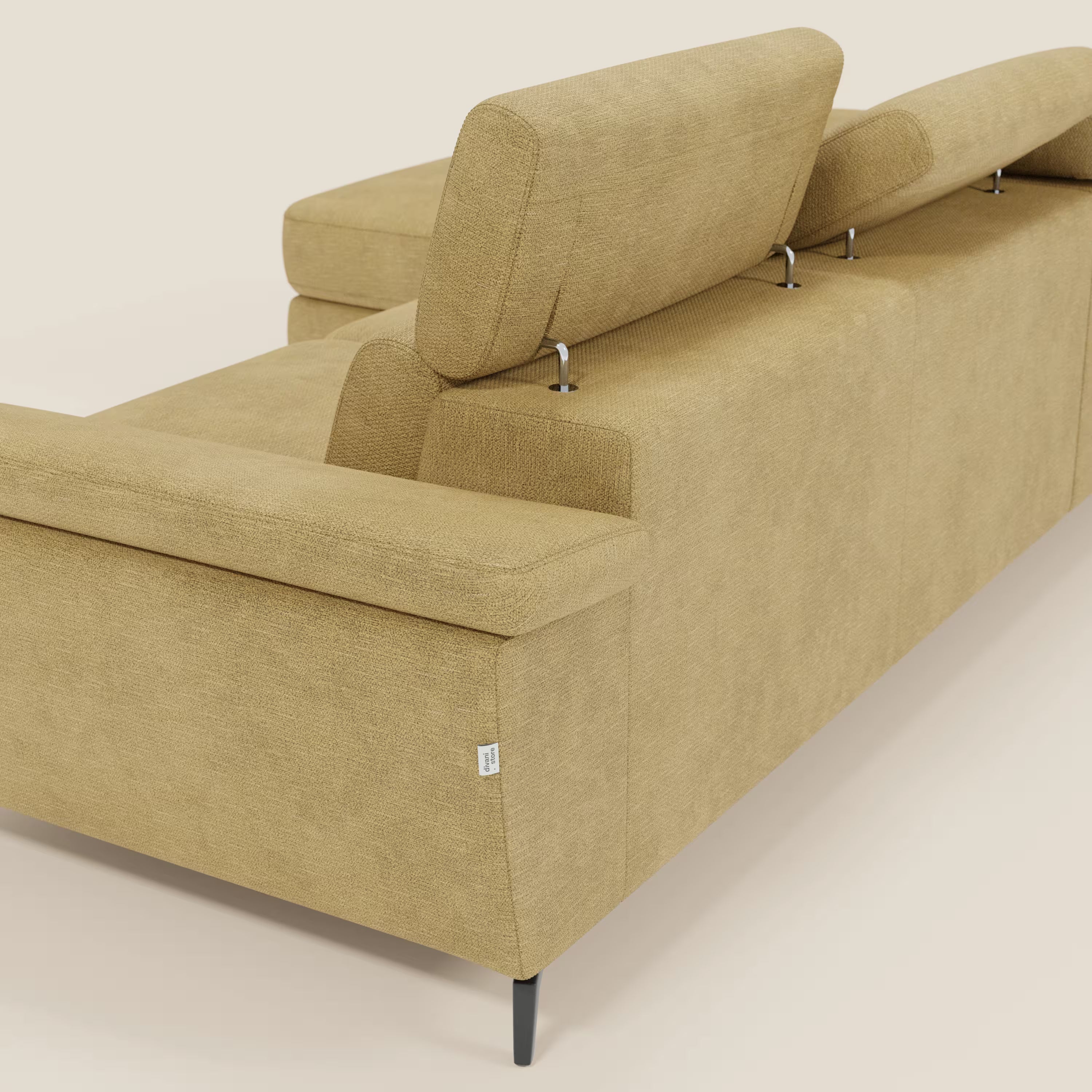 Estro Divano estraibile con chaise-longue e poggiatesta reclinabili in tessuto impermeabile T14 giallo