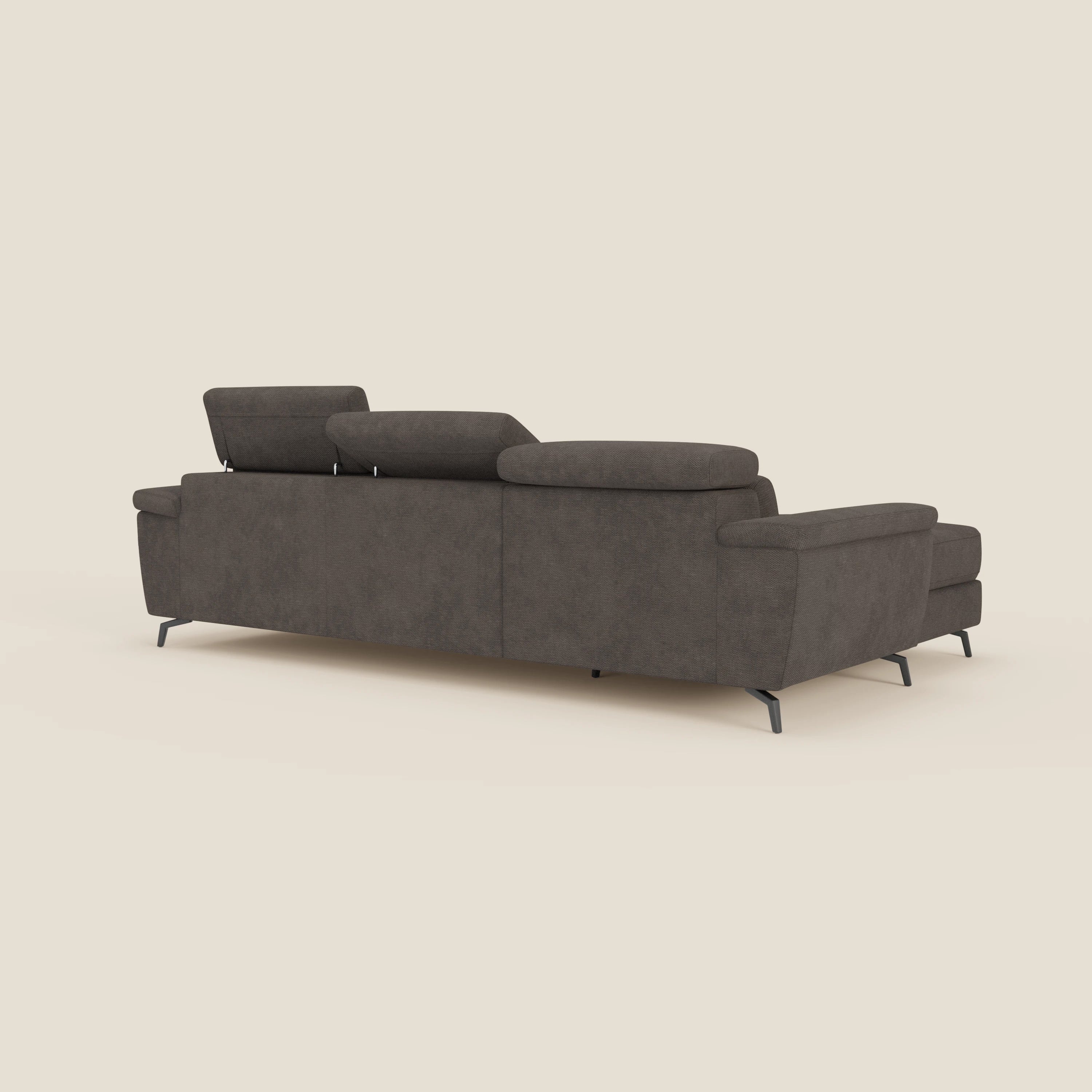 Estro Divano estraibile con chaise-longue e poggiatesta reclinabili in tessuto impermeabile T14 marrone