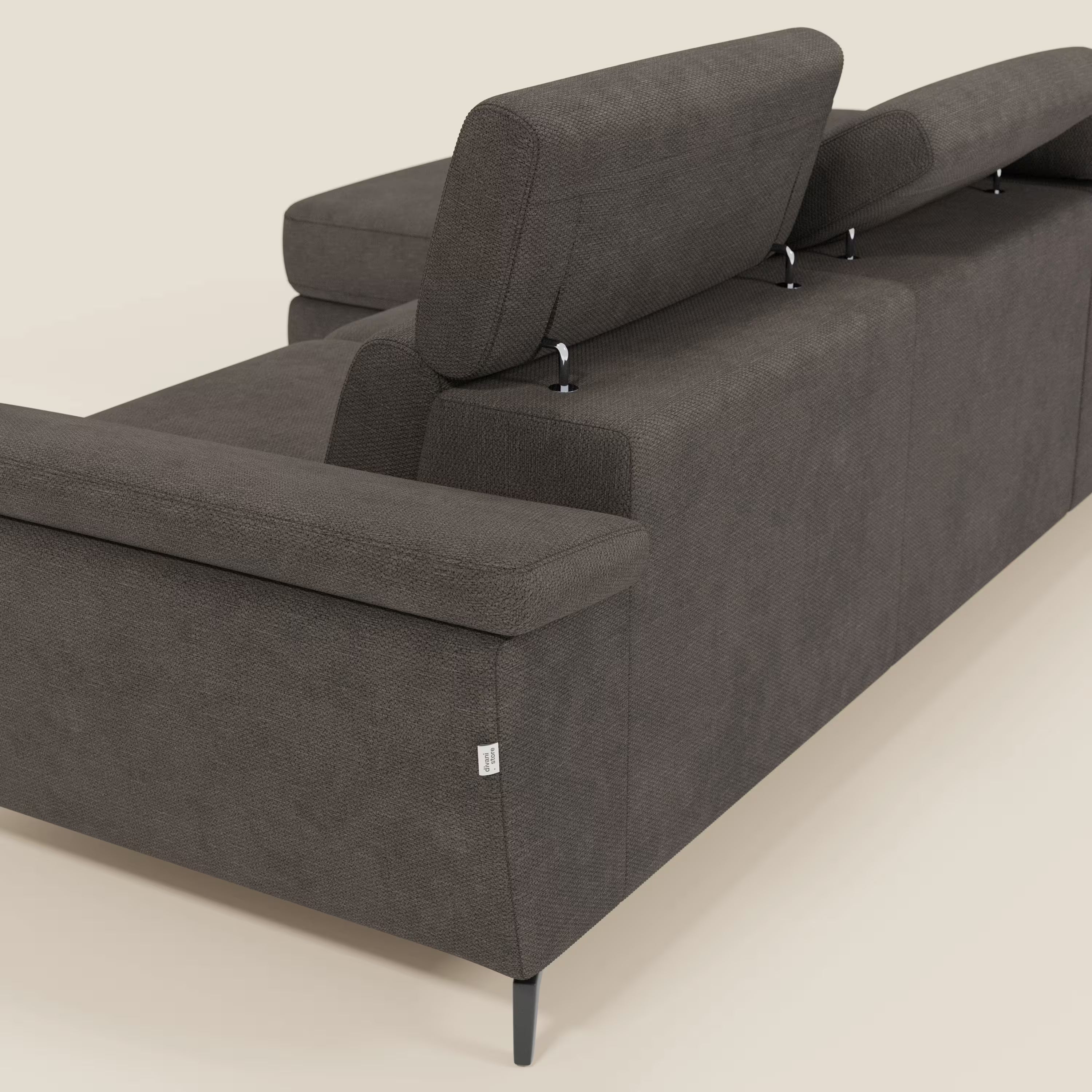 Estro Divano estraibile con chaise-longue e poggiatesta reclinabili in tessuto impermeabile T14 marrone