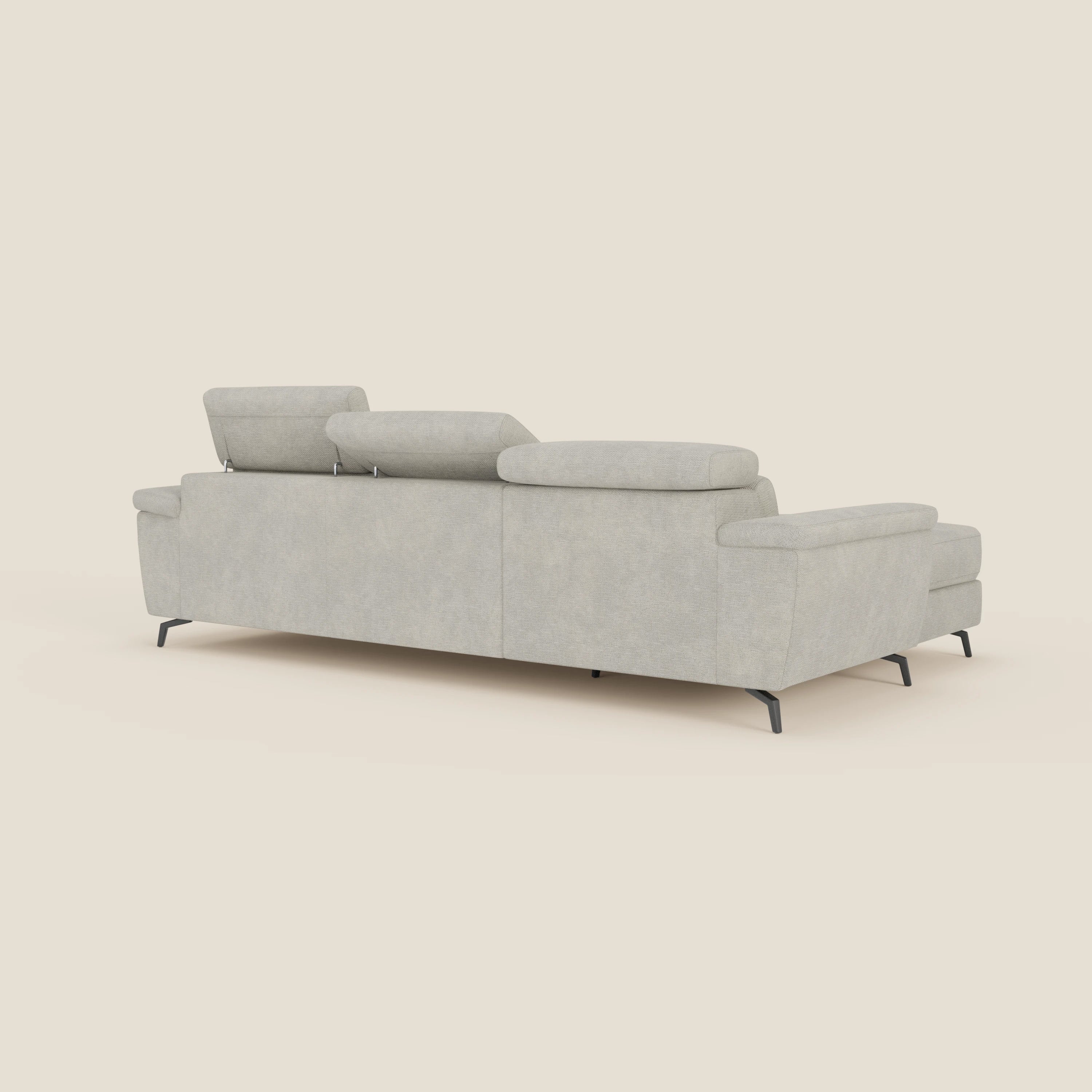 Estro Divano estraibile con chaise-longue e poggiatesta reclinabili in tessuto impermeabile T14 panna