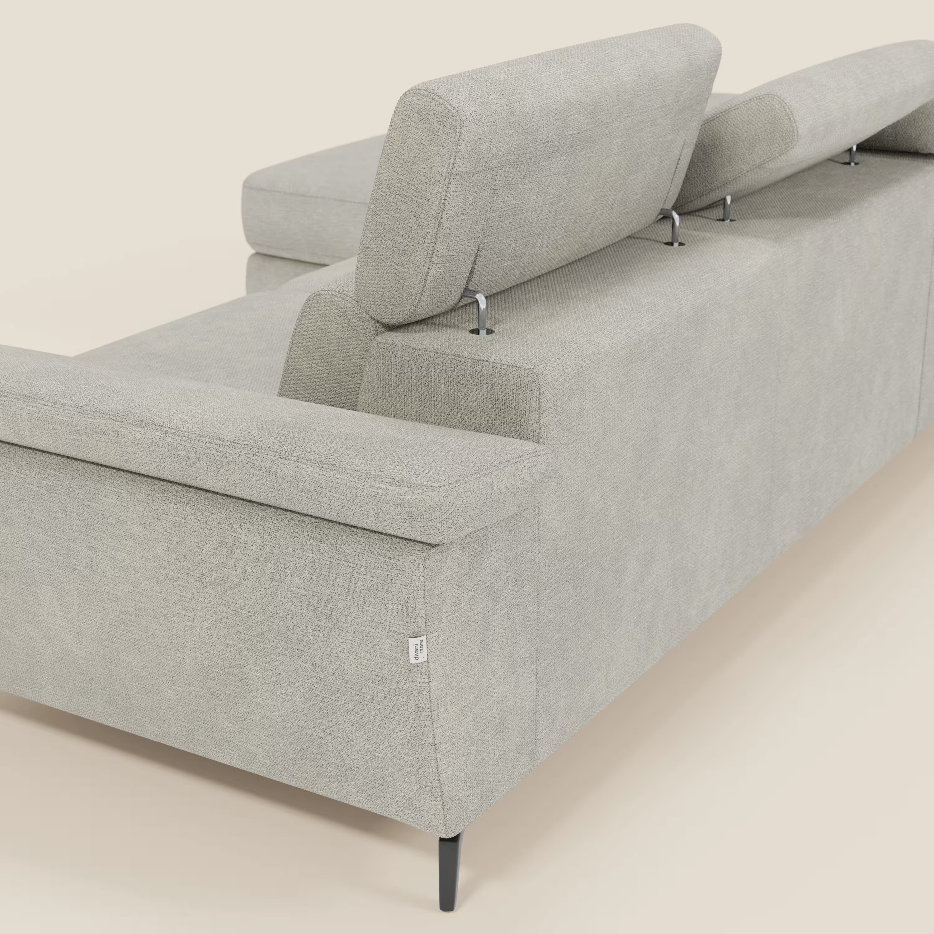 Estro Divano estraibile con chaise-longue e poggiatesta reclinabili in tessuto impermeabile T14 panna