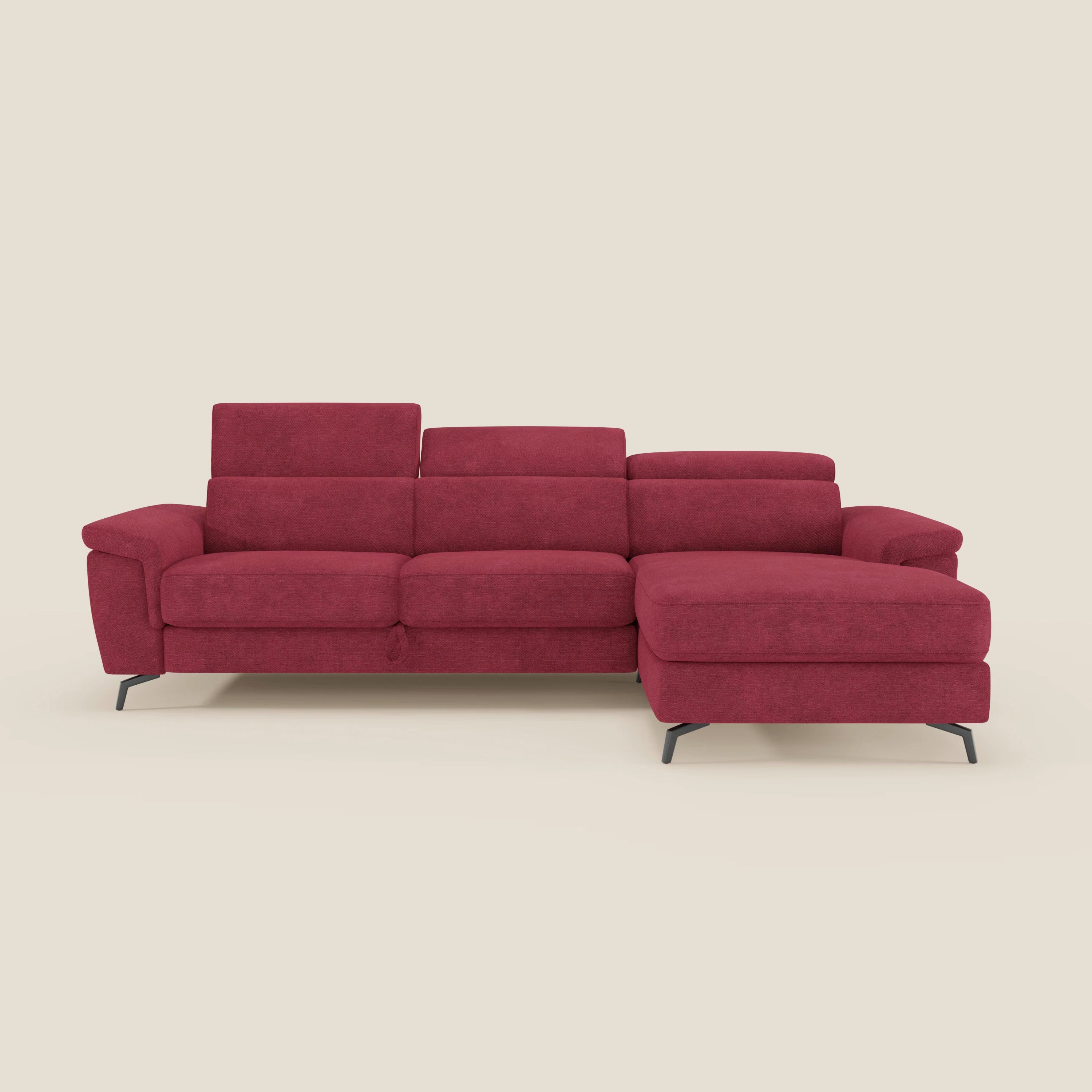 Estro Divano estraibile con chaise-longue e poggiatesta reclinabili in tessuto impermeabile T14 rosso