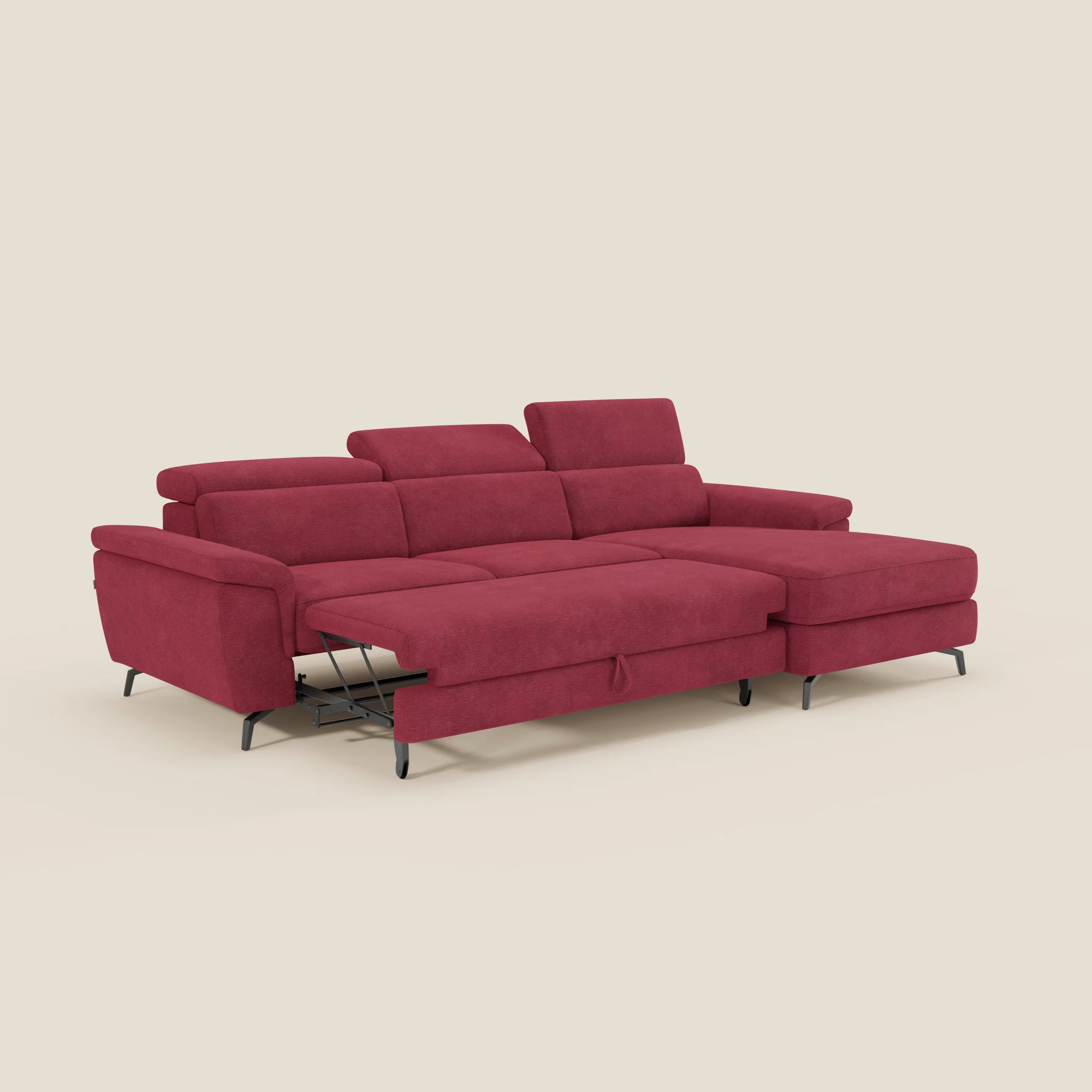 Estro Canapé extractible et chaise longue - têtières inclinables en tissu imperméable T14 rouge