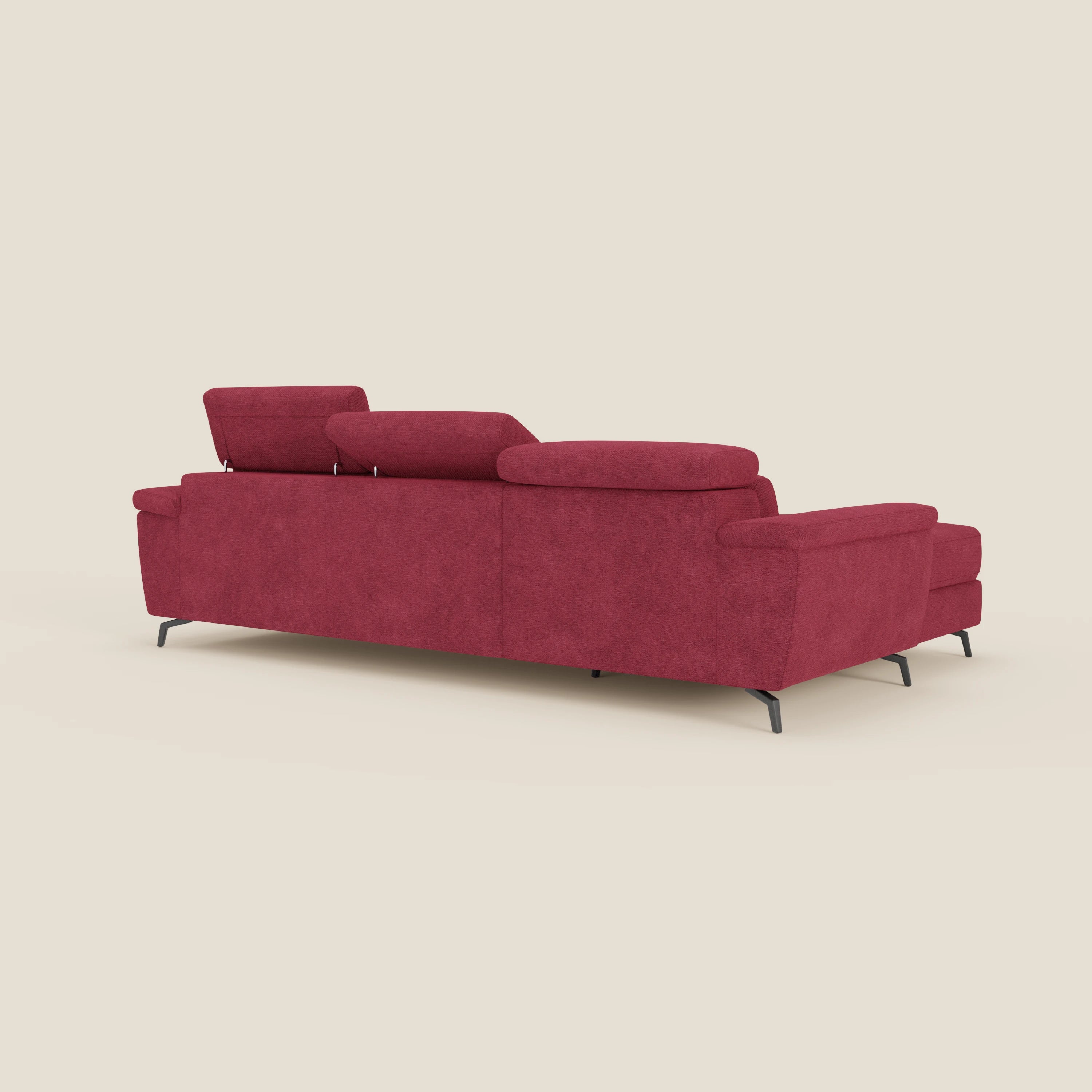 Estro Divano estraibile con chaise-longue e poggiatesta reclinabili in tessuto impermeabile T14 rosso