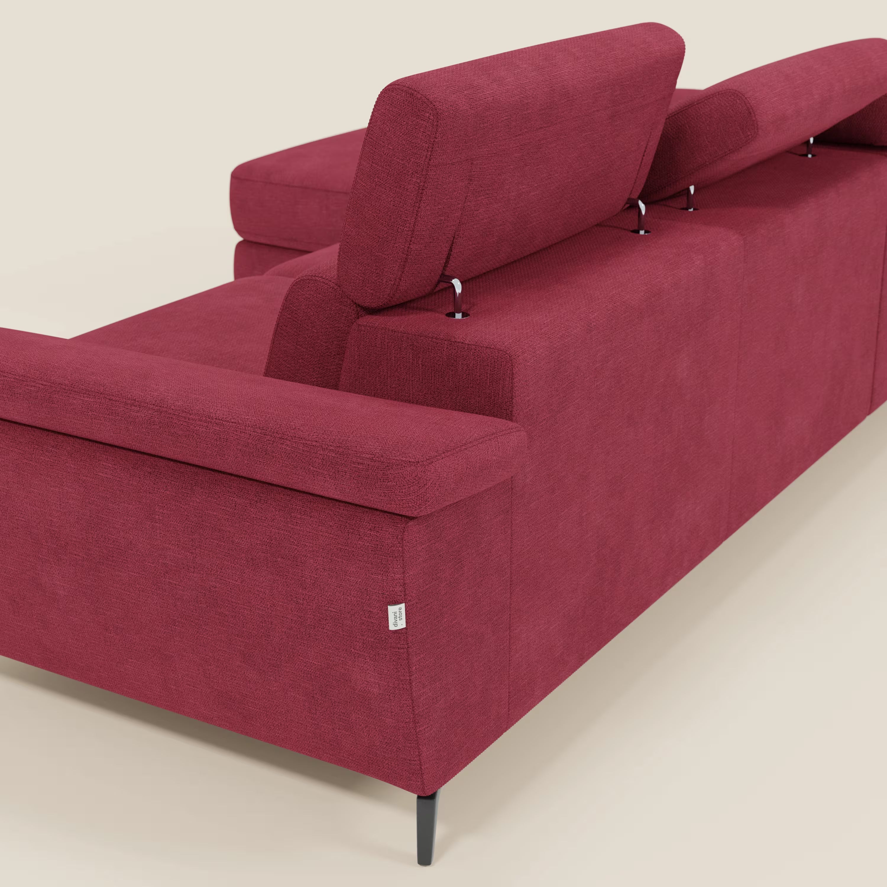 Estro Divano estraibile con chaise-longue e poggiatesta reclinabili in tessuto impermeabile T14 rosso
