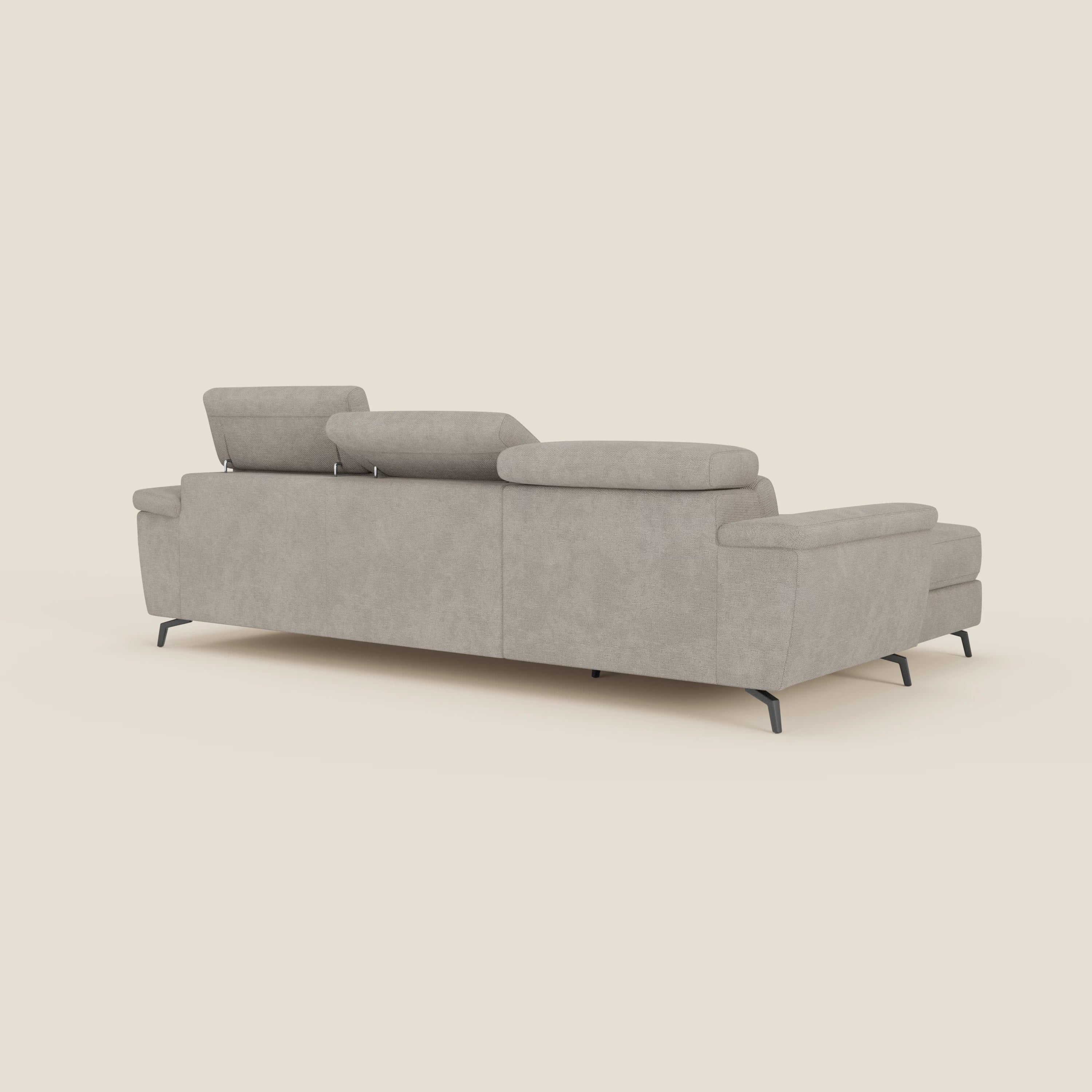 Estro Divano estraibile con chaise-longue e poggiatesta reclinabili in tessuto impermeabile T14 tortora