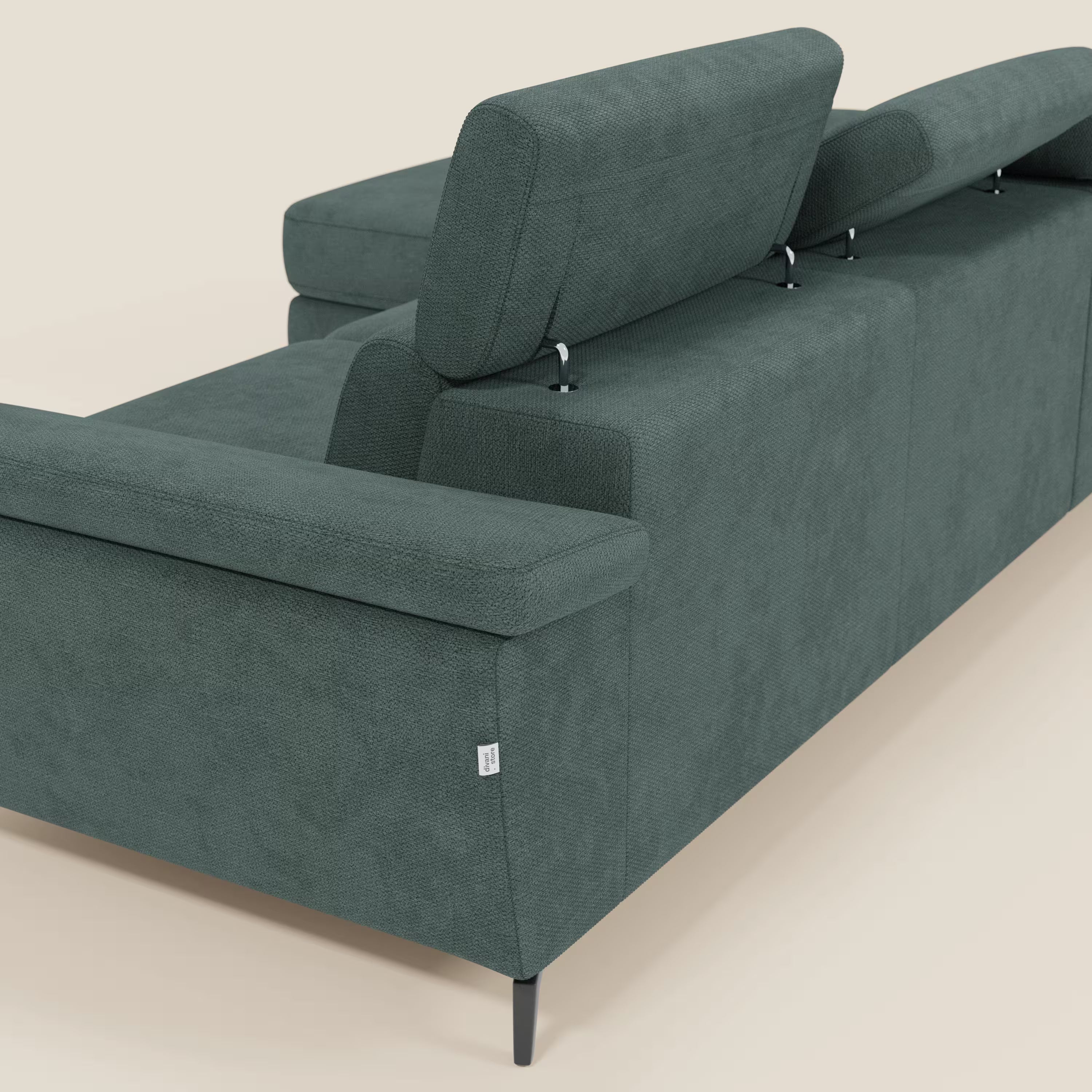 Estro Divano estraibile con chaise-longue e poggiatesta reclinabili in tessuto impermeabile T14 verde