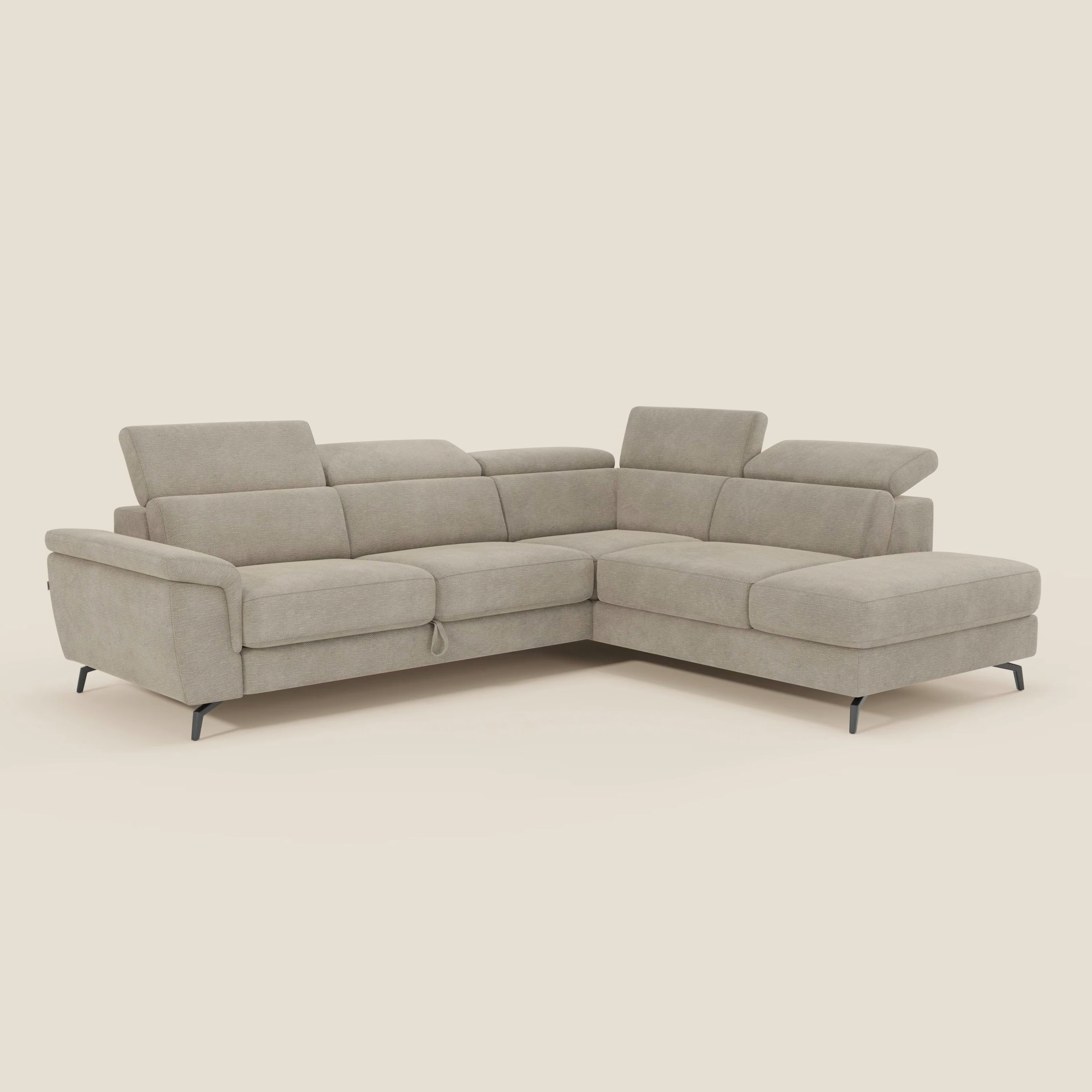 Estro Divano angolare estraibile - poggiatesta reclinabili in tessuto impermeabile T14 beige