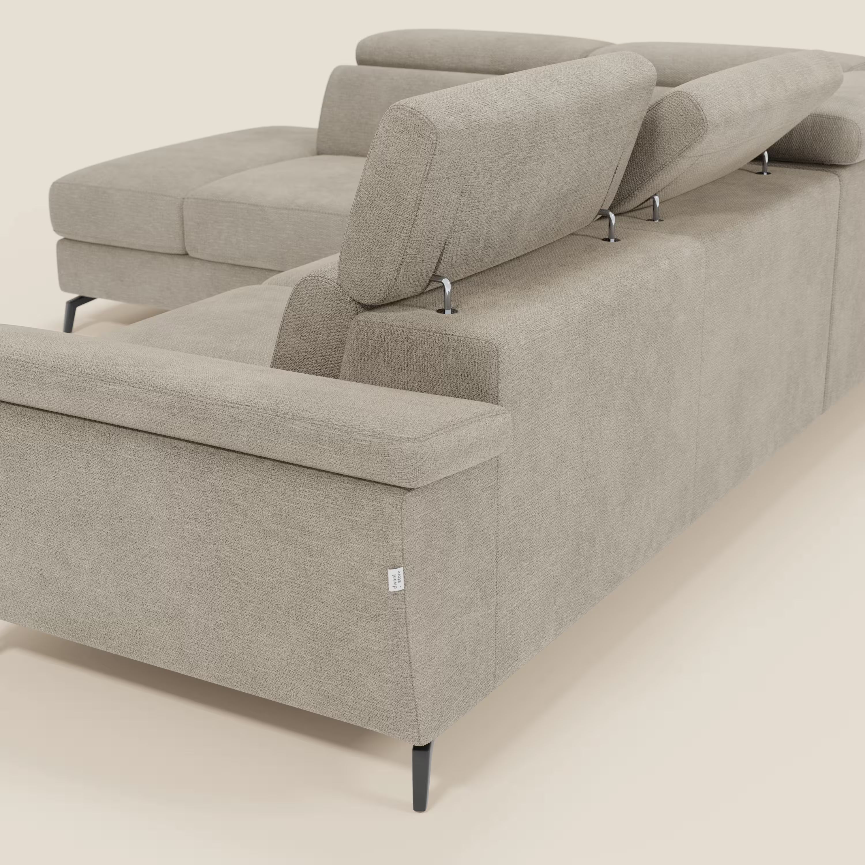 Estro Divano angolare estraibile - poggiatesta reclinabili in tessuto impermeabile T14 beige