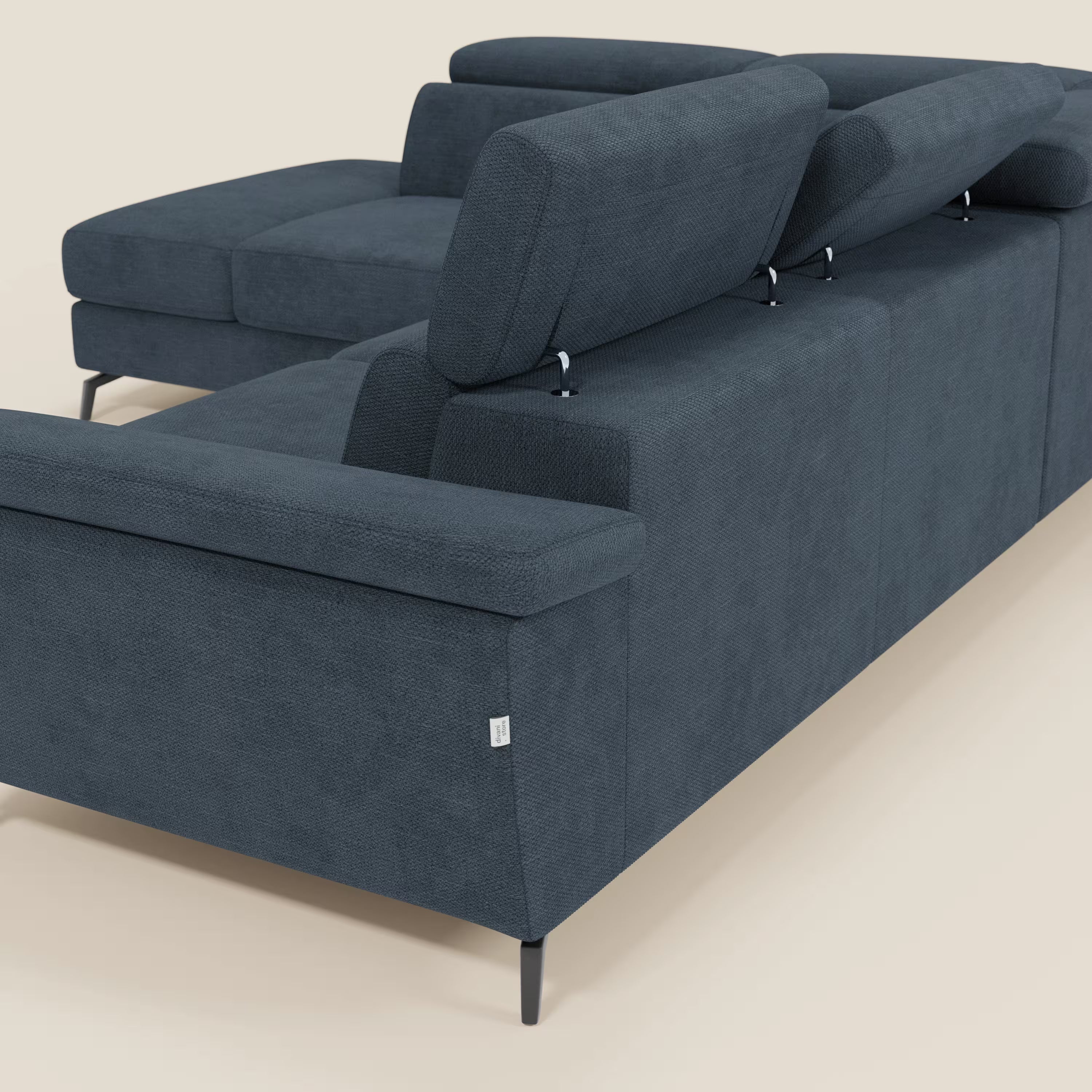 Estro Divano angolare estraibile - poggiatesta reclinabili in tessuto impermeabile T14 blu