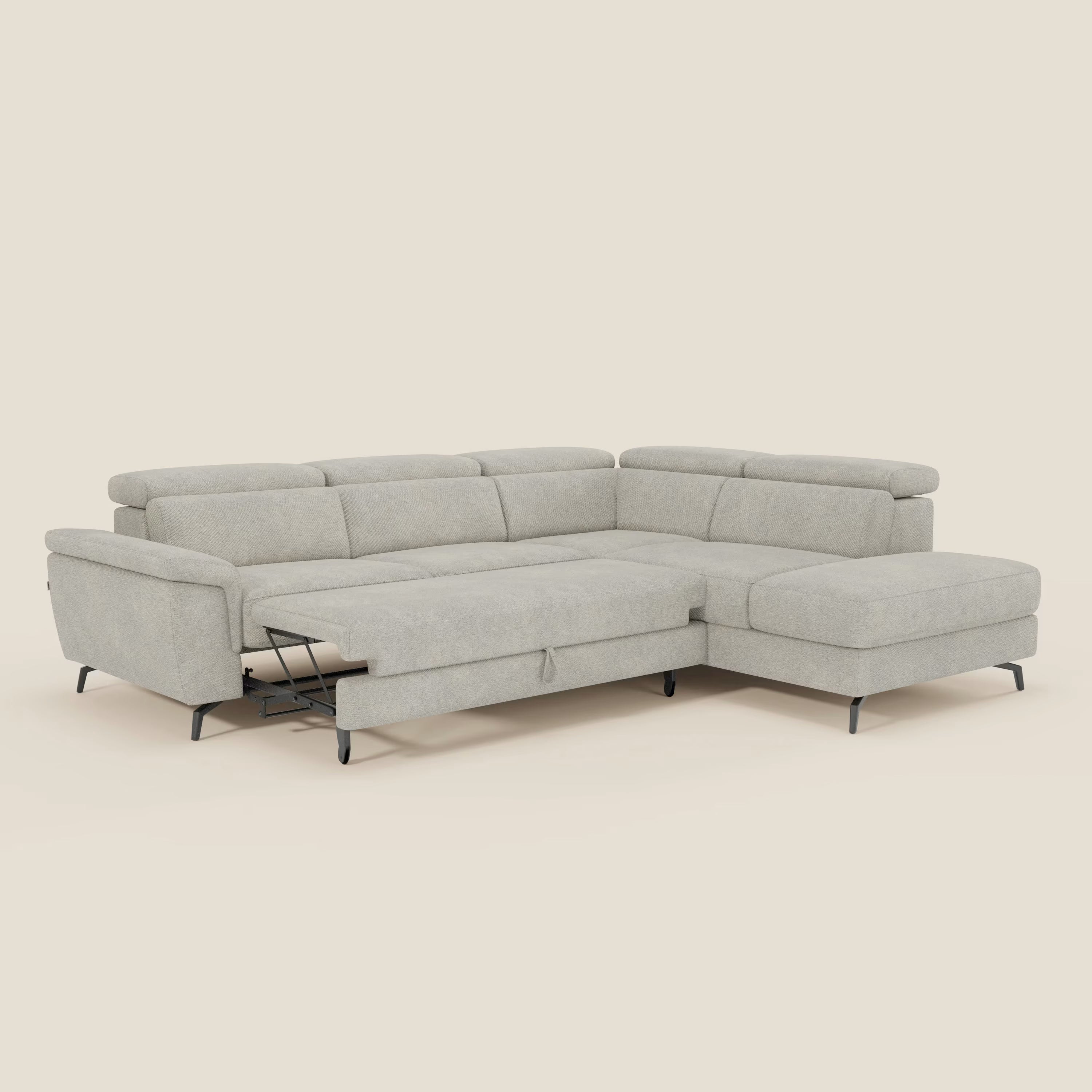 Estro Canapé d'angle extractible - têtières inclinables en tissu imperméable T14 crème