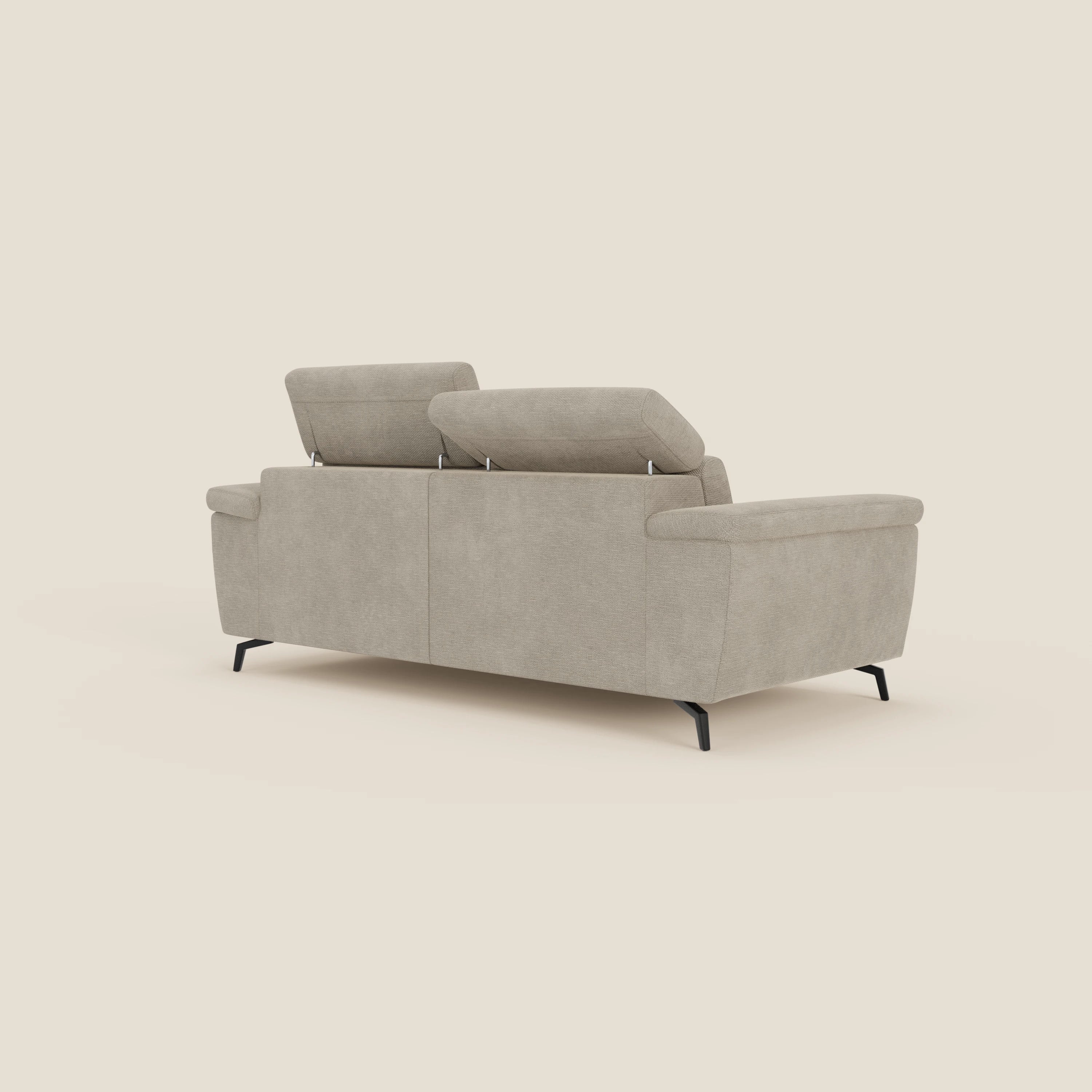 Estro Divano 3 posti con pouf estraibile - poggiatesta reclinabili in tessuto impermeabile T14 beige