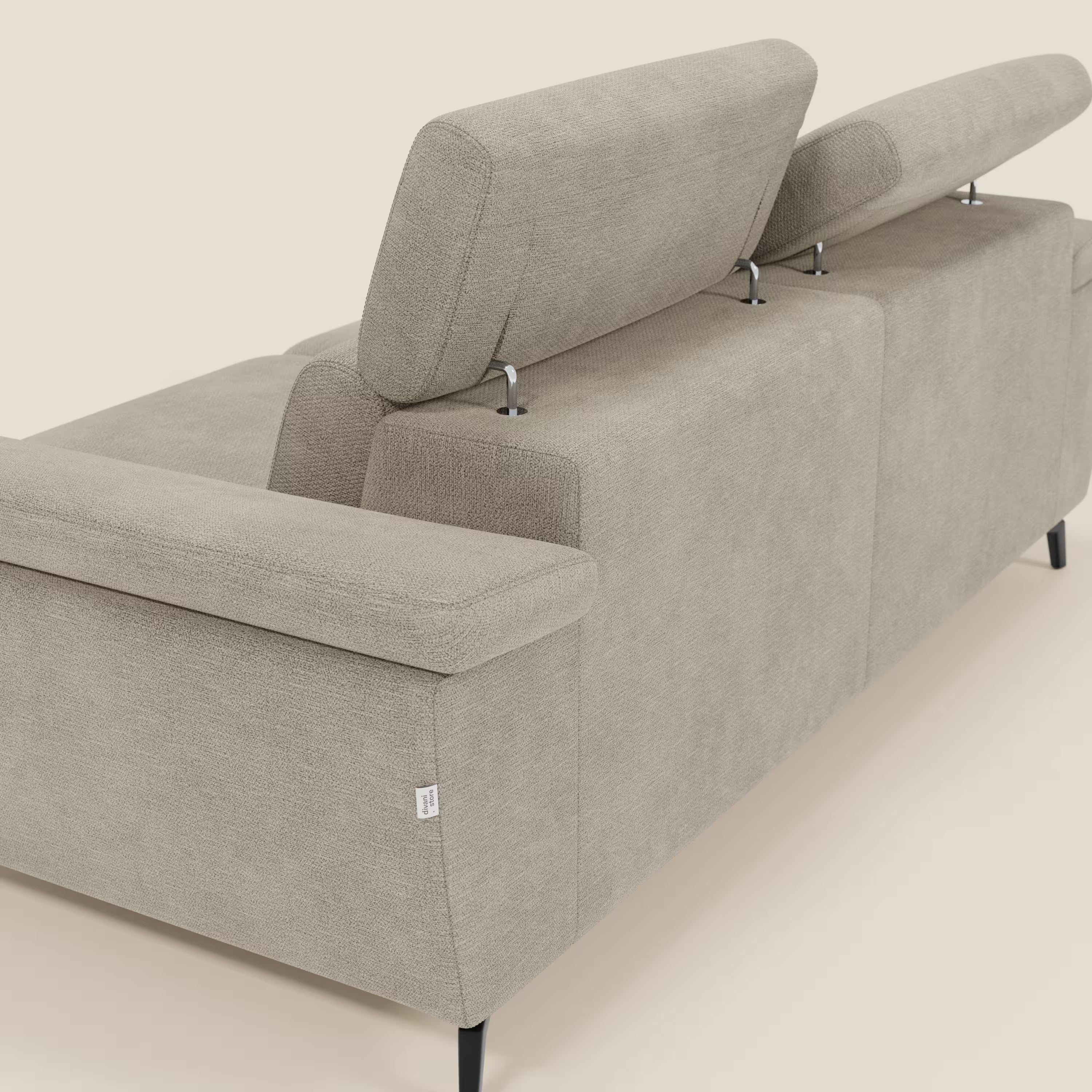 Estro Divano 3 posti con pouf estraibile - poggiatesta reclinabili in tessuto impermeabile T14 beige