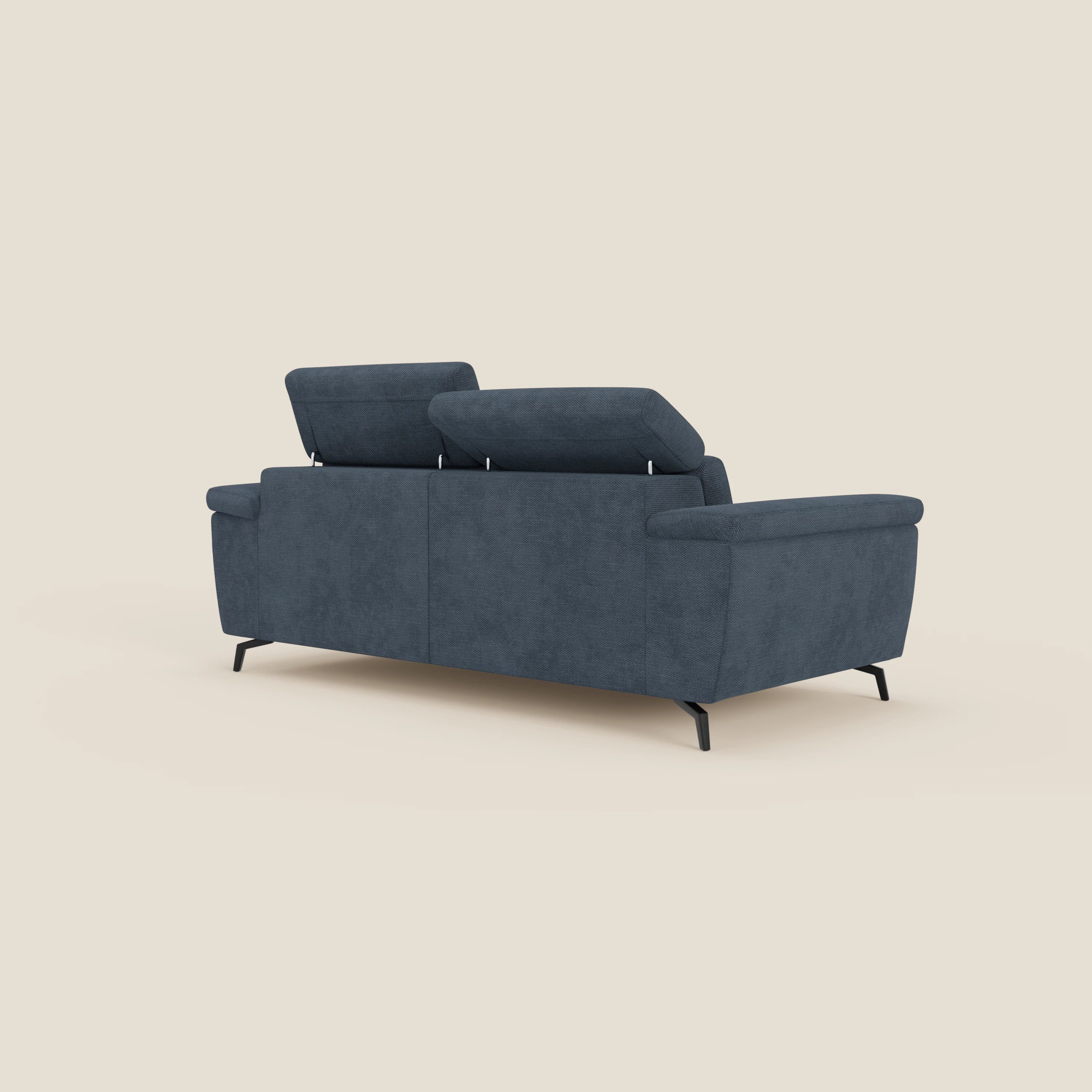 Estro Divano 3 posti con pouf estraibile - poggiatesta reclinabili in tessuto impermeabile T14 blu